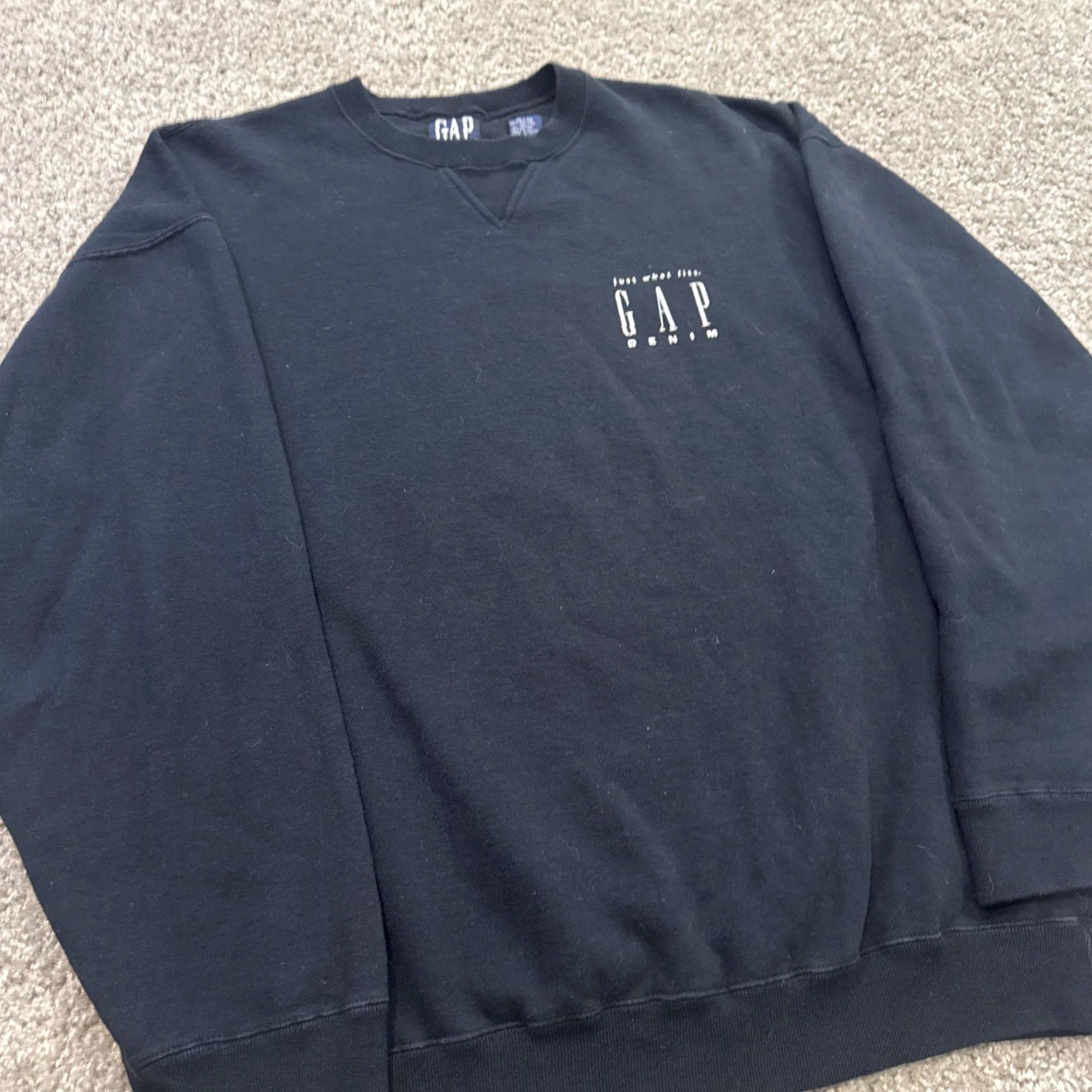 Gap VINTAGE GAP Denim Clothing Company Promo AD Crewneck Sweatshirt Black XL Men's 90s Pullover Sweatshirt Size US XL / EU 56 / 4 - 4 Thumbnail