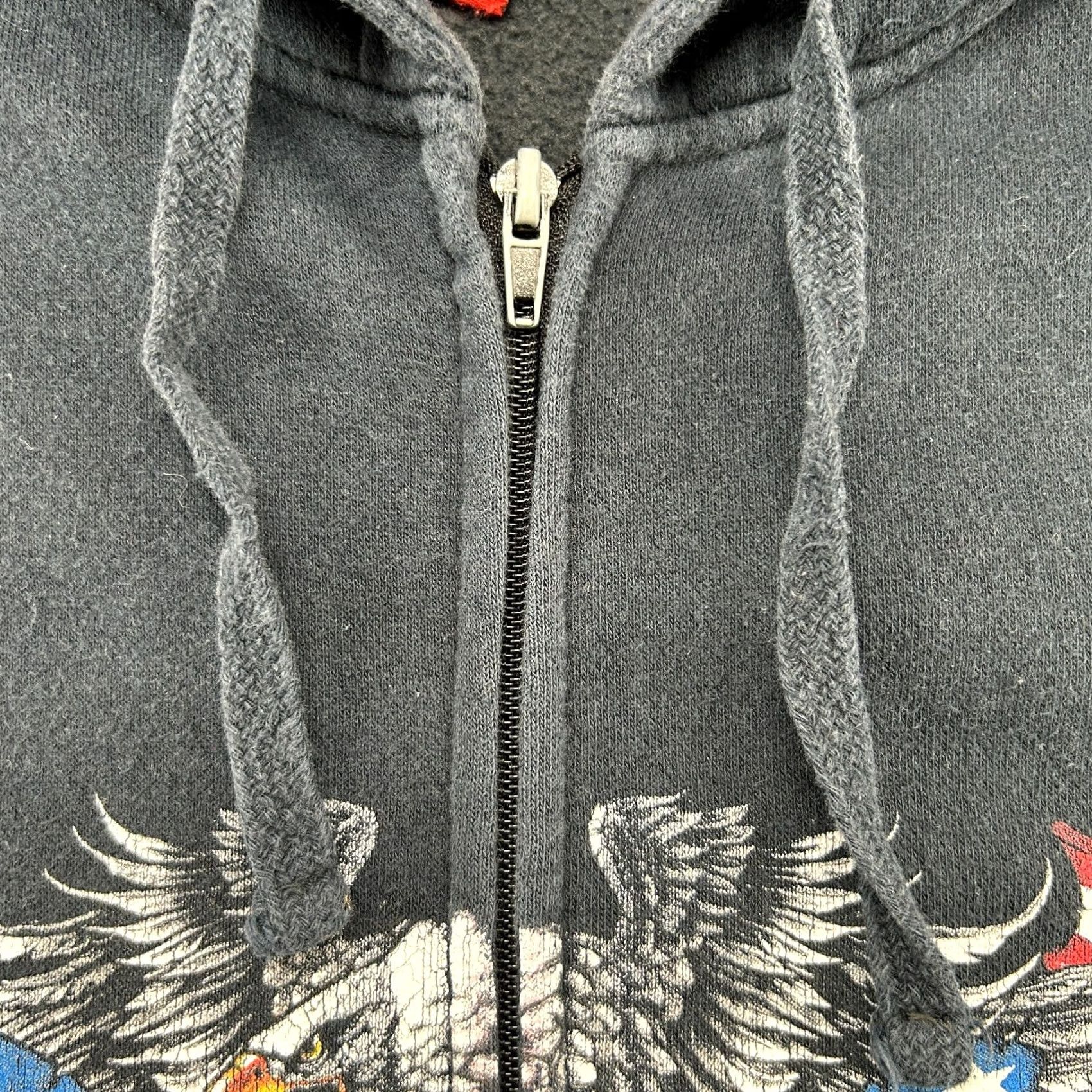 Vintage VINTAGE Hot Leathers Hoodie Men L Black Full Zip Eagle Cotton Biker USA Flag Y2K Mens Size US L / EU 52-54 / 3 - 4 Thumbnail