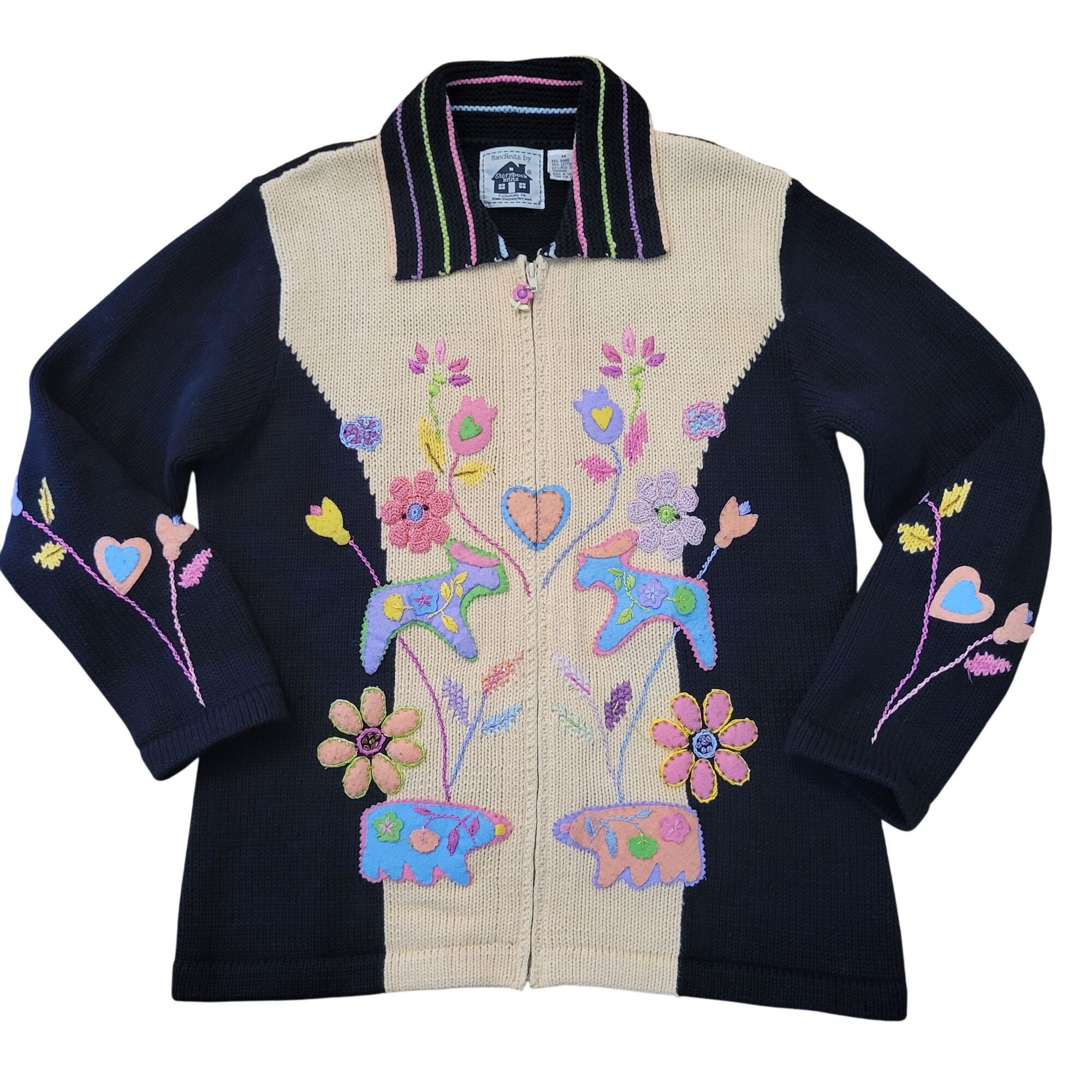 Storybook Knits Cardigan Embroidered Folk Lore Garden Full Z
