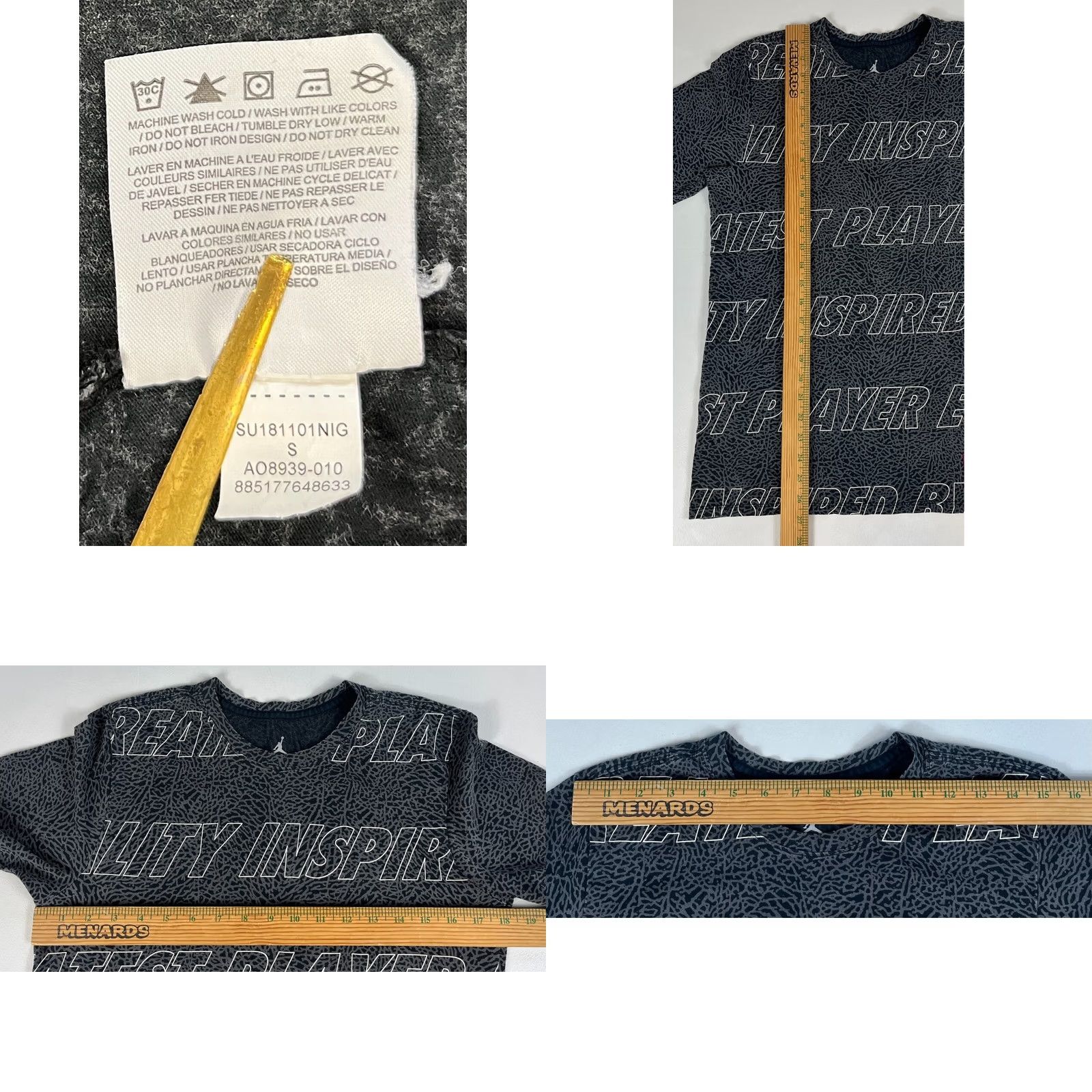 Jordan Brand Air Jordan Men's T-Shirt Sleeve Short Elephant Print Crew Neck Sz S Gray Cotton T-Shirt Mens Simple Tee Size US S / EU 44-46 / 1 - 8 Thumbnail