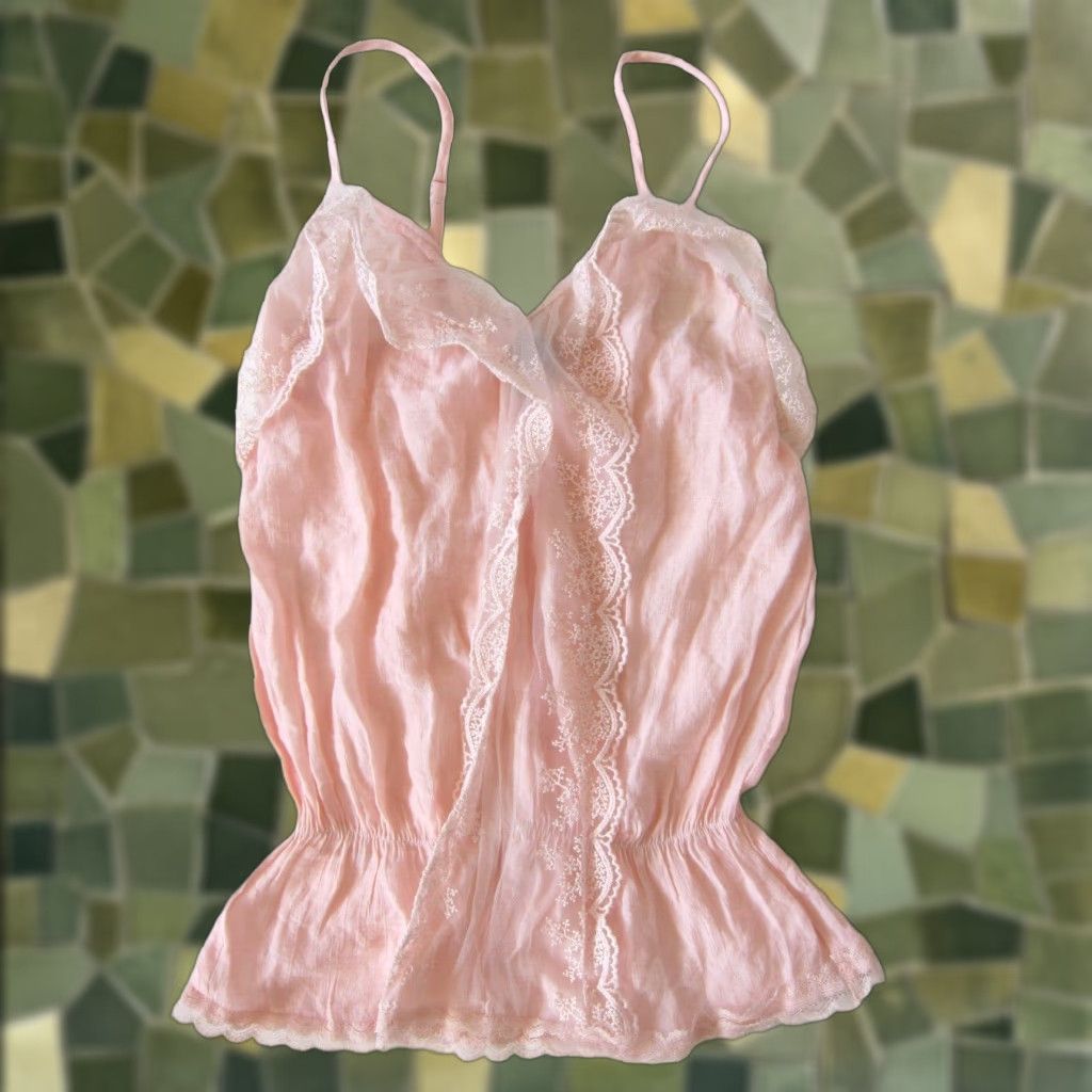 Vintage Poetry Tank Women M Light Pink Lace Spaghetti Strap Rayon Blouse Top Womens Size M / US 6-8 / IT 42-44 - 1 Thumbnail