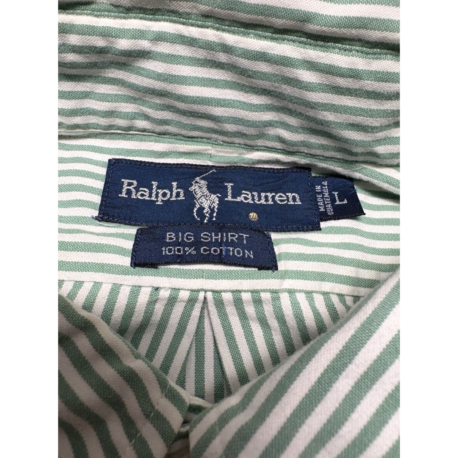 Ralph Lauren VTG Polo Ralph Lauren BIG Shirt Mens Large Green Stripe Button-Down Baggy Shirt Size US L / EU 52-54 / 3 - 2 Thumbnail