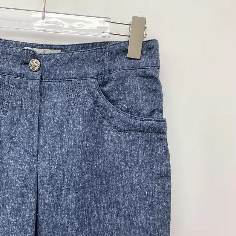 Chanel Chanel Blue Linen Casual Capri Pants -2505 Size 33" - 3 Thumbnail