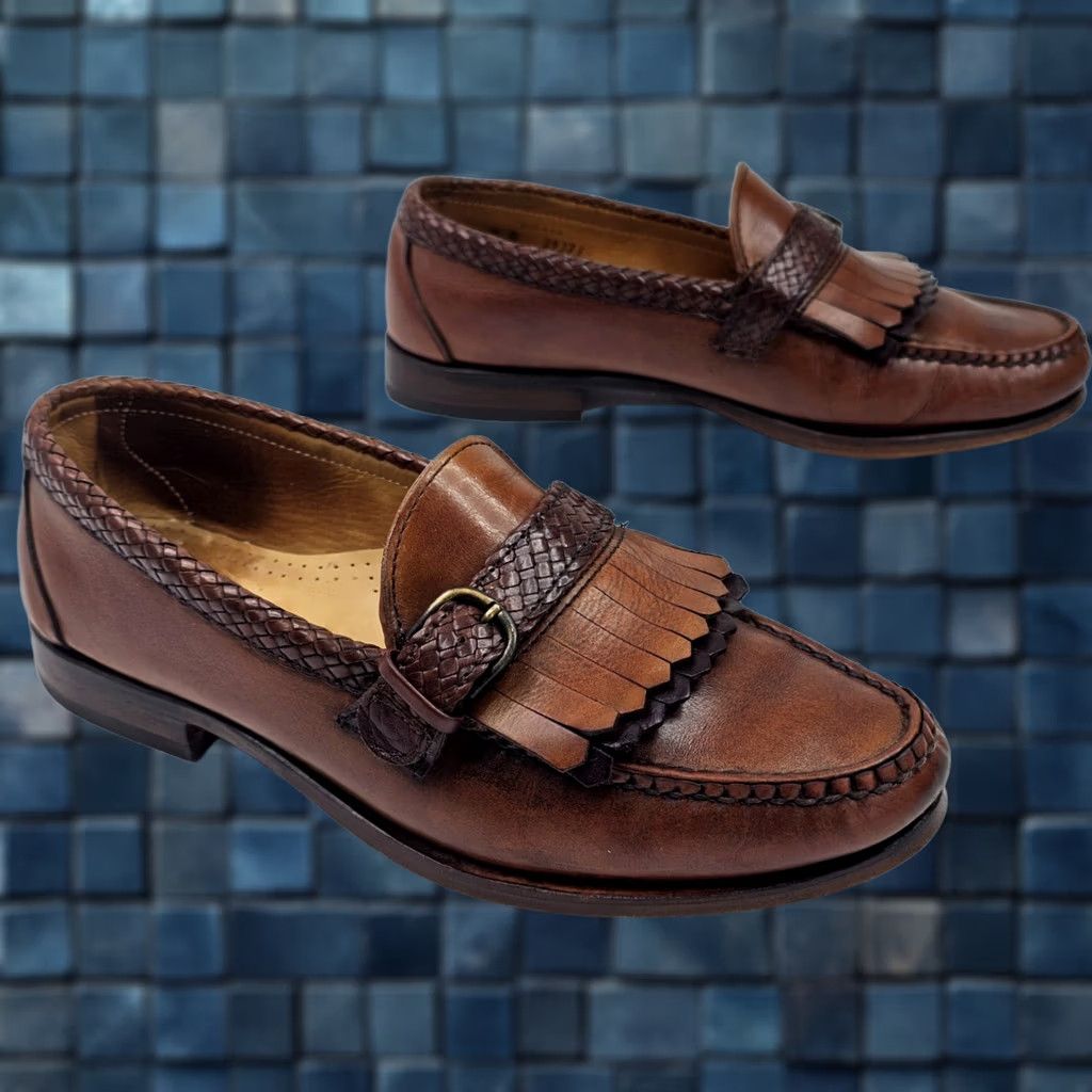 Allen Edmonds Allen Edmonds Monterey Woven Leather Loafer Men 9D Brown Buckle Kiltie Dress Oxford Shoes Size US 9 / EU 42 - 1 Thumbnail