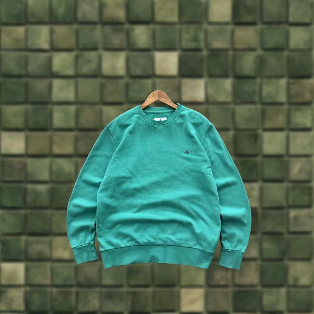 Vivienne Westwood VINTAGE Vivienne Westwood Turquoise Logo Sweatshirt Men L Crew Neck Pullover 90s Retro Designer City Italy Embroidered Accent Logo Mens Size US L / EU 52-54 / 3 - 1 Thumbnail