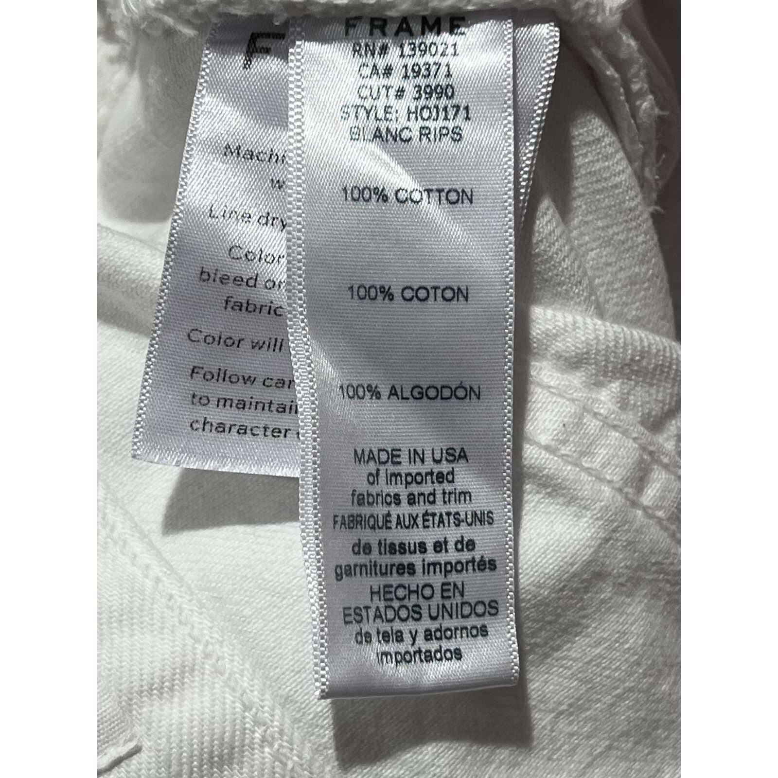 Frame FRAME Women The Cotton Jeans White Size 30 A003088 Size 30" / US 8 / IT 44 - 9 Thumbnail