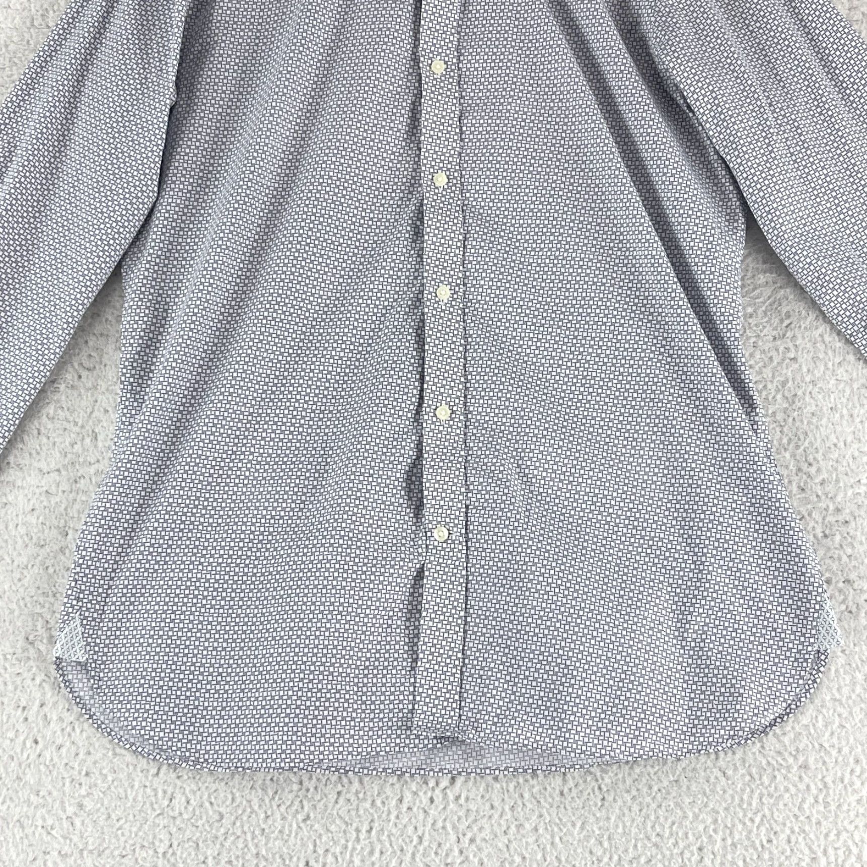 Ted Baker Ted Baker White Geo Print Endurance Button-Up Dress Shirt Men Medium Long Sleeve Size 40R - 5 Thumbnail