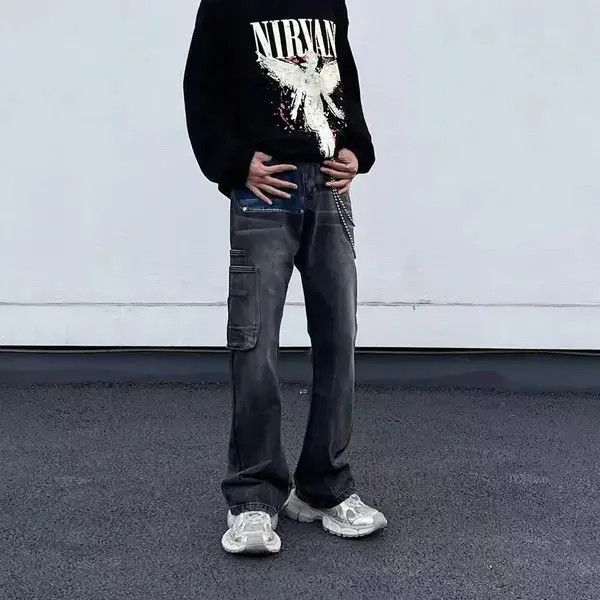Japanese Brand Retro high street hip hop draped workwear bootcut jeans Size US 32 / EU 48 - 2 Thumbnail