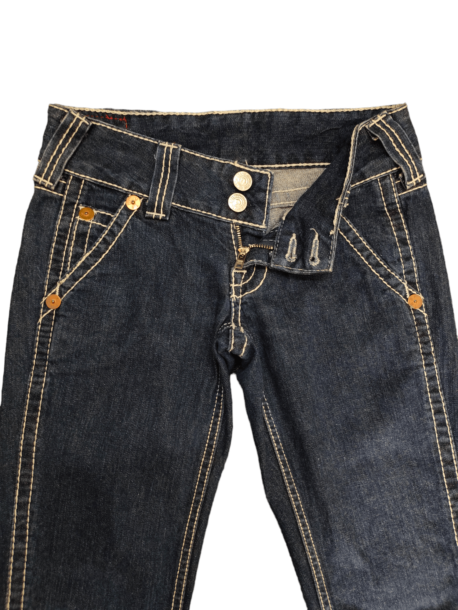 True Religion Flare Jeans True Religion Big Stitch Denim Bootcut Low Rise Size 27" / US 4 / IT 40 - 10 Thumbnail