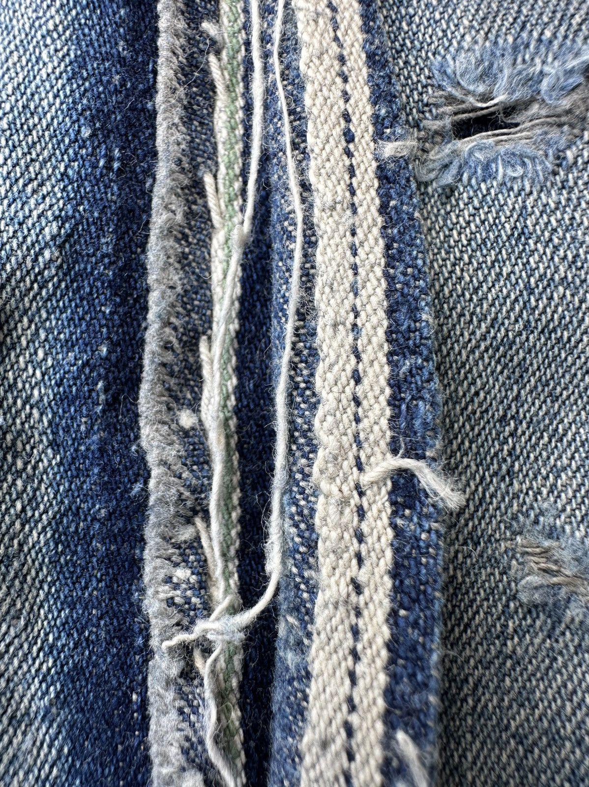 Vintage 50s Trashed Union Selvedge Key Denim patchwork farmer bib Size US 37 - 8 Thumbnail