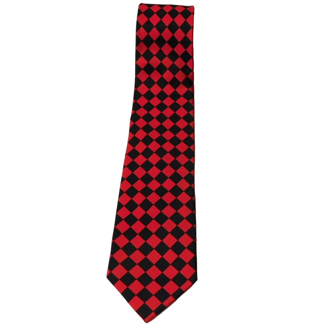 Other Hand Made Red Black Checkered Polyester Tie Size ONE SIZE - 1 Thumbnail