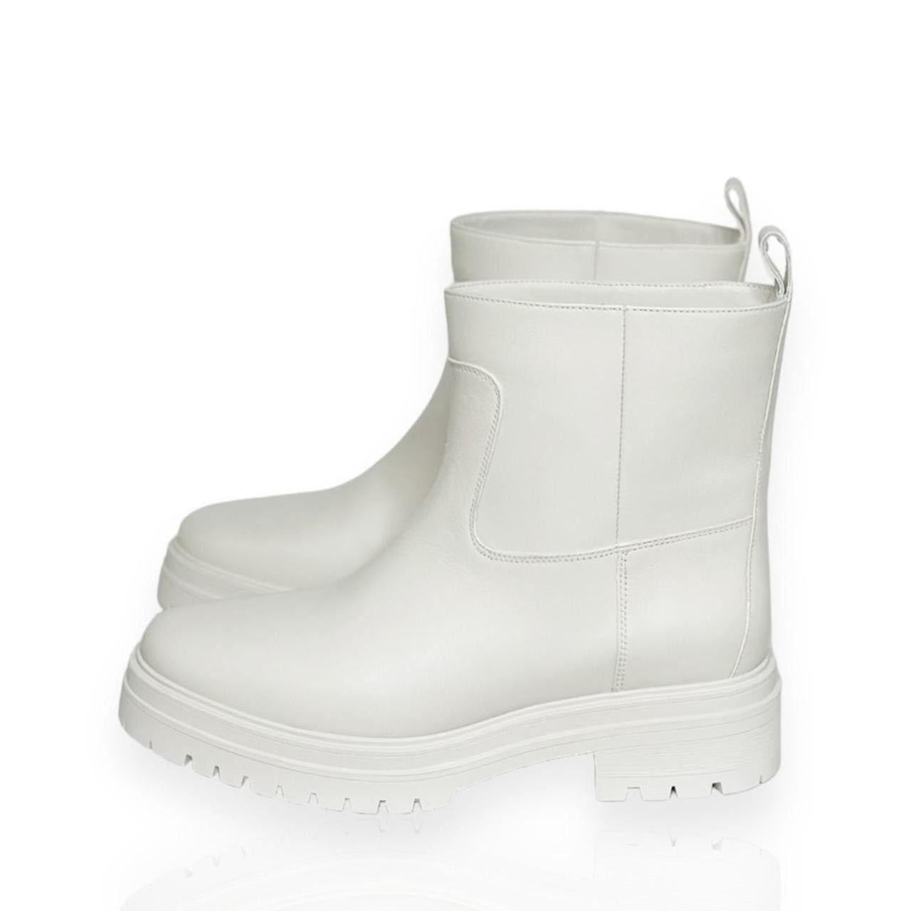 ba&sh BA&SH Navy Cighter Leather Ankle Boots, Off White, FR40/US9 Size US 9 / IT 39 - 2 Thumbnail