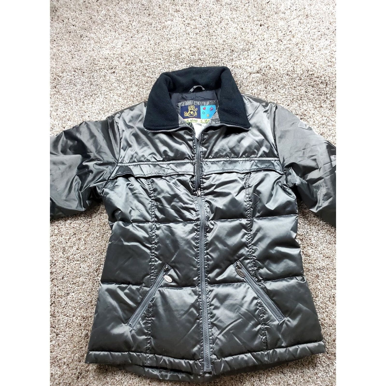Vintage VINTAGE Mudd Puffer Jacket Womens M Gray Full Zip Satin Long Sleeve Y2K Size M / US 6-8 / IT 42-44 - 3 Thumbnail