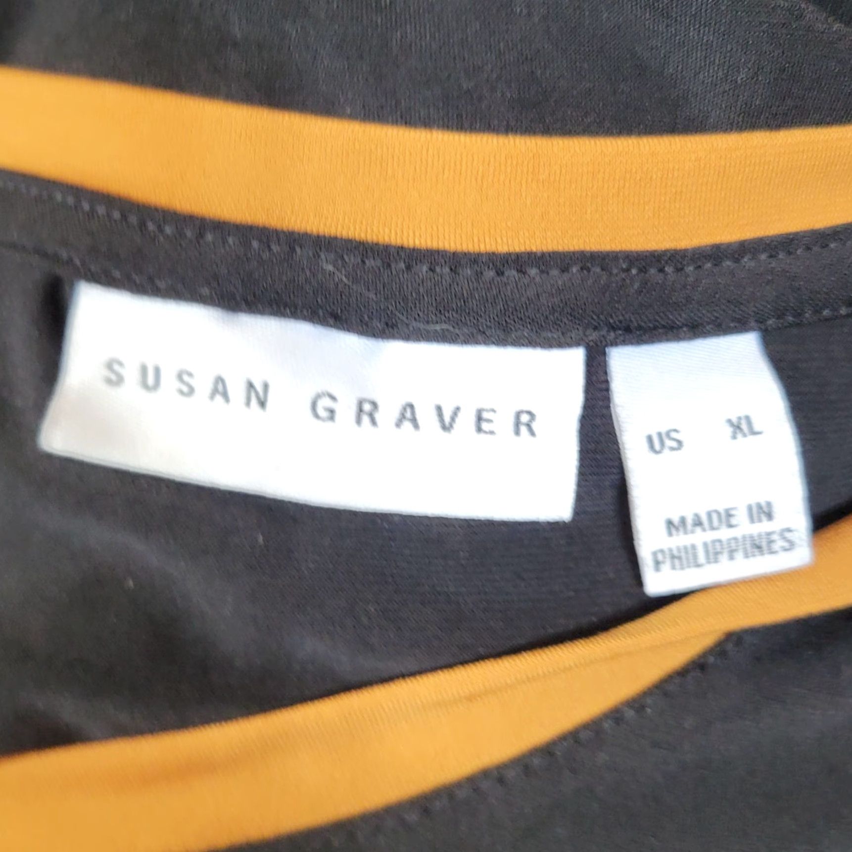 Vintage Susan Graver Womens XL Tunic Top Black V-Neck Blouse Shape: Cold Shoulder Trim Size XL / US 12-14 / IT 48-50 - 5 Thumbnail