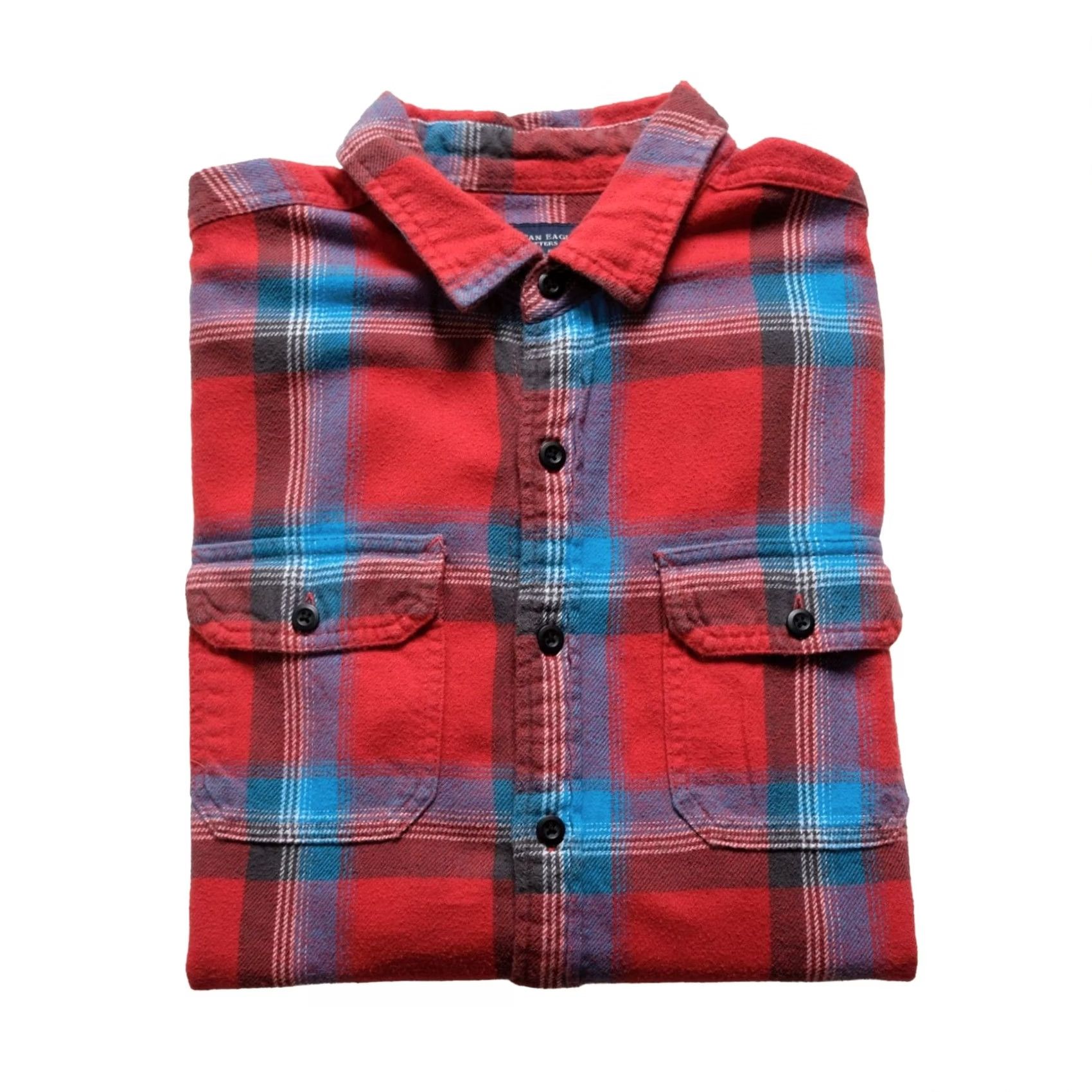 Vintage VINTAGE American Eagle Shirt Plaid Flannel Red 90s Button-Down Cotton M Mens Size US M / EU 48-50 / 2 - 2 Thumbnail