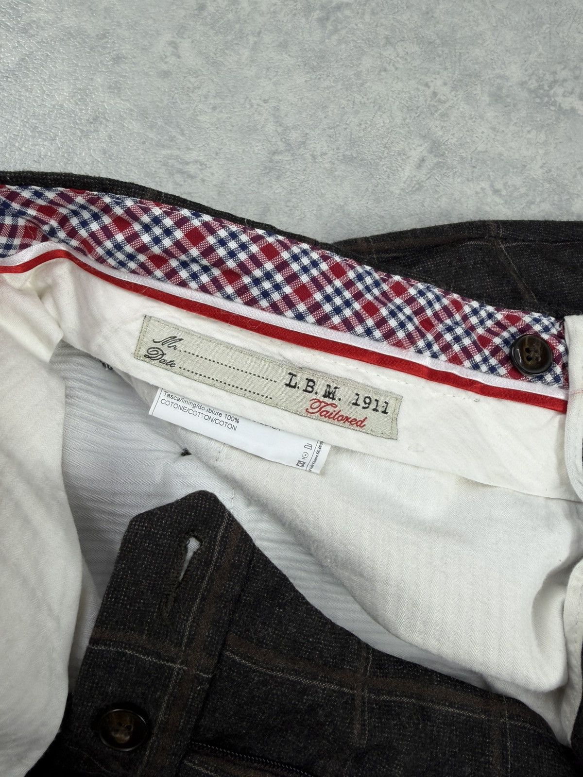 L.B.M. 1911 L.B.M. 1911 Tailored Wool Trousers Check Brown Size 50R Size 40R - 6 Thumbnail