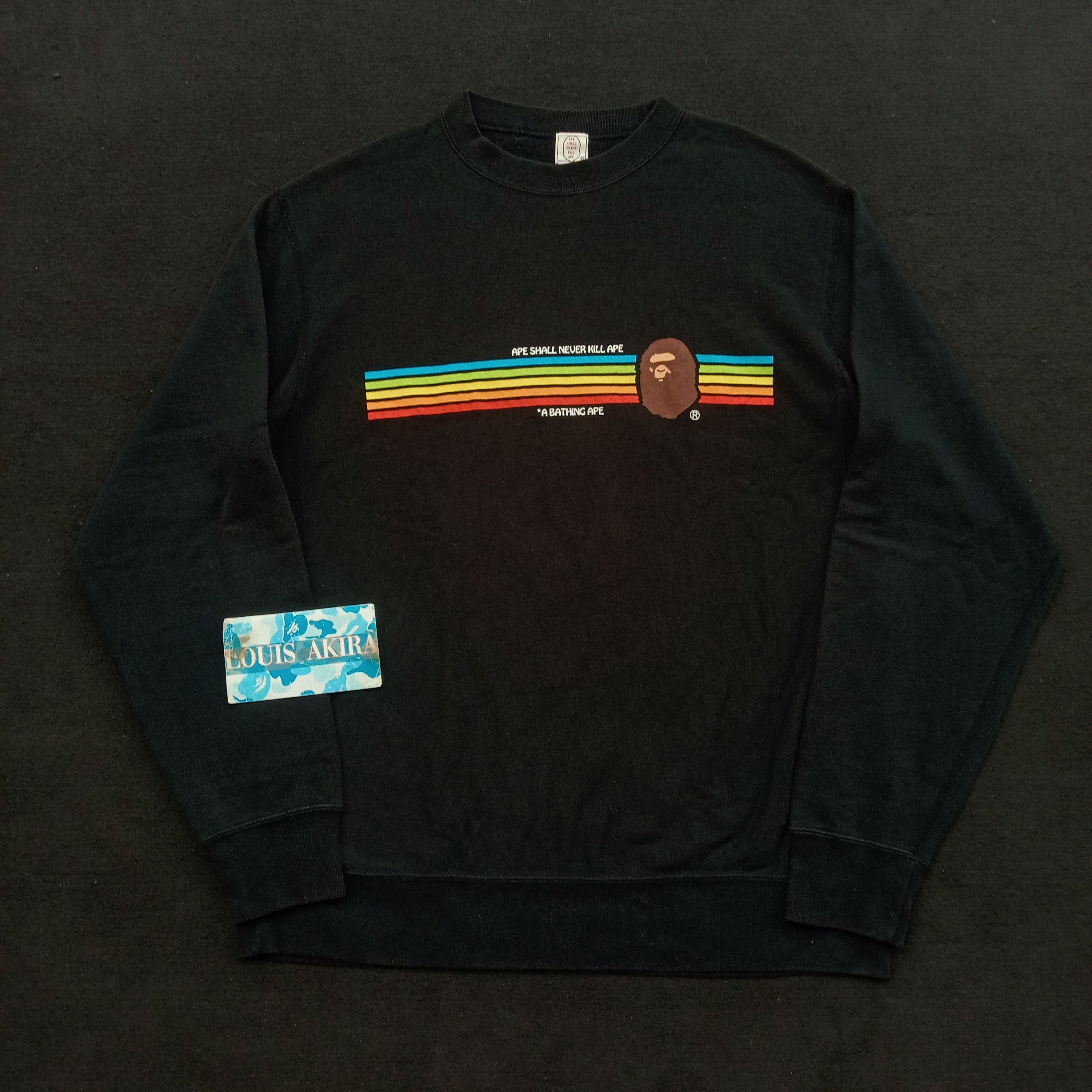 image of Bape Rainbow Crewneck in Black, Men's (Size Large)
