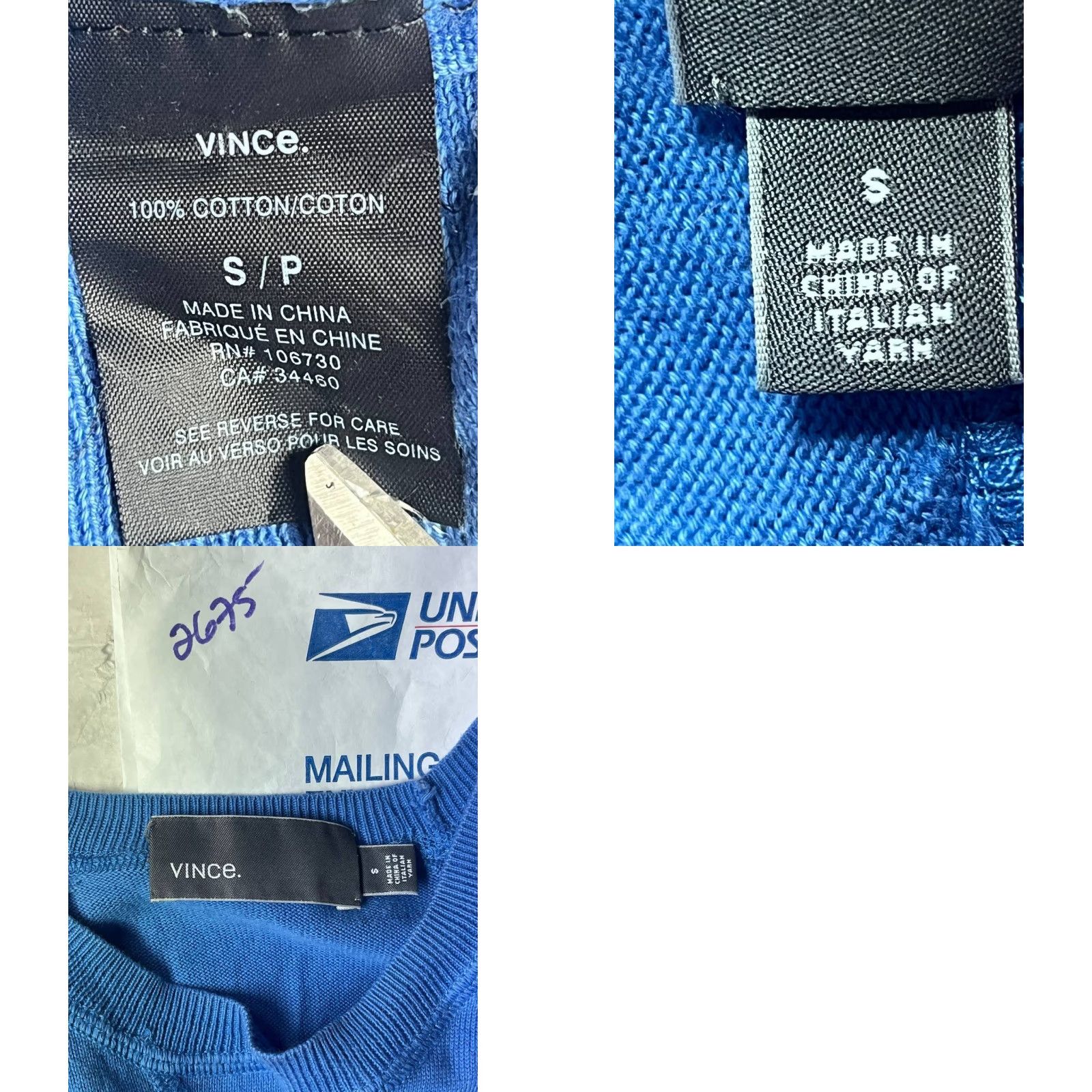 Vince Vince Mens Sweater Small Blue Lightweight 100% Cotton Knit Pullover Size US S / EU 44-46 / 1 - 8 Thumbnail