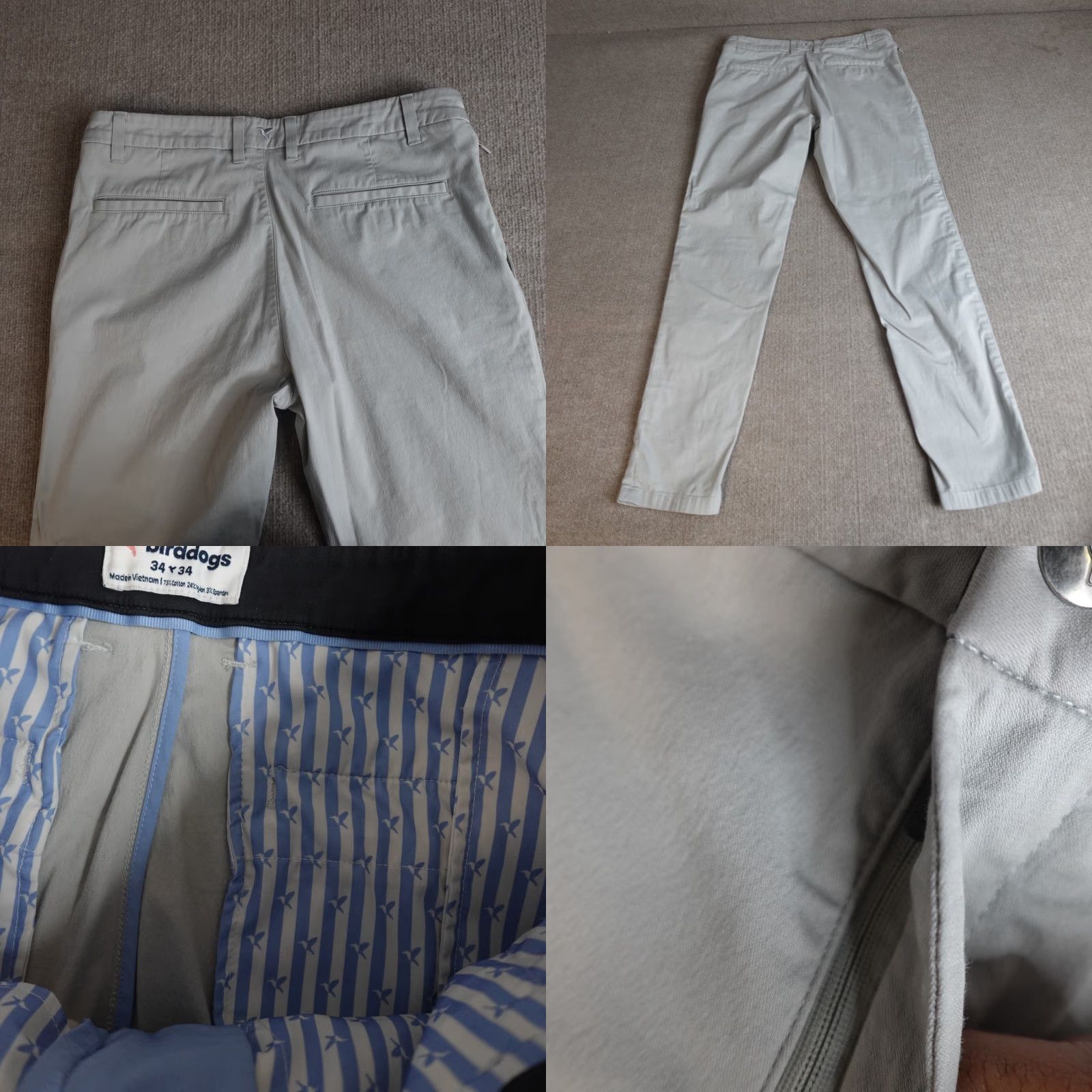 Vintage Birddogs Mens Pants 34 x 32 Gray Chino Cotton Blend Size US 34 / EU 50 - 8 Thumbnail