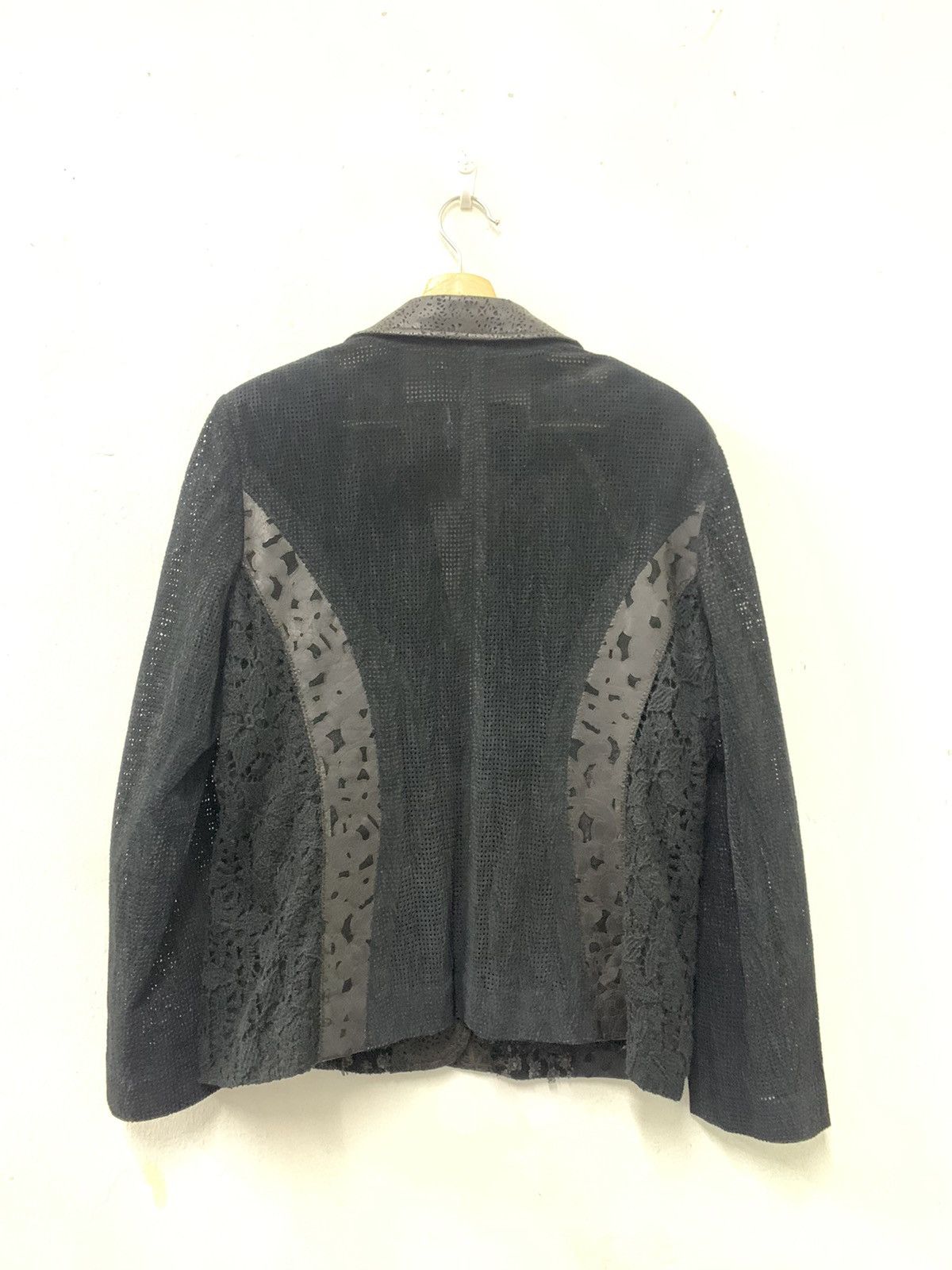 Japanese Brand Donna Leather Transparent Black Blazer Jacket Size ONE SIZE - 2 Thumbnail