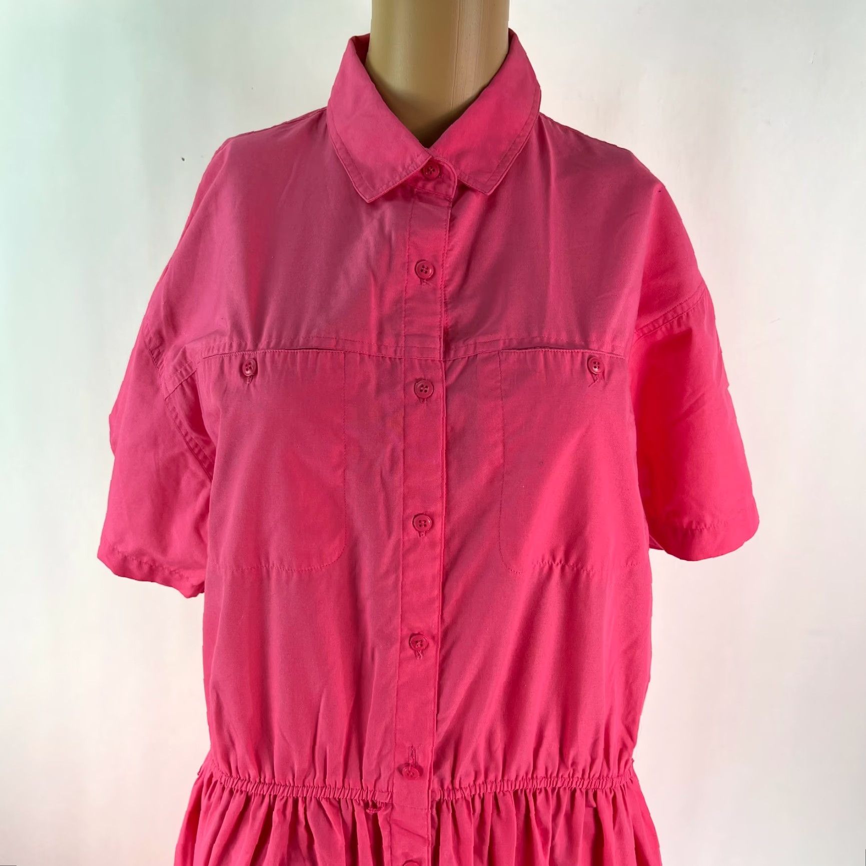 Pinko VINTAGE Andrew Harvey Womens Pink Shirt Dress Short Sleeves Collared Size 14 Size XL / US 12-14 / IT 48-50 - 2 Thumbnail