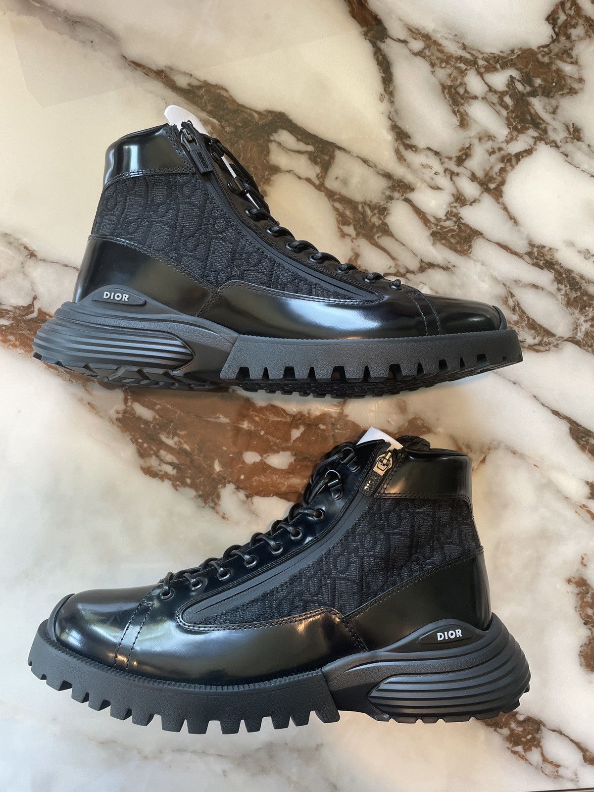 Dior oblique and black calfskin boots online