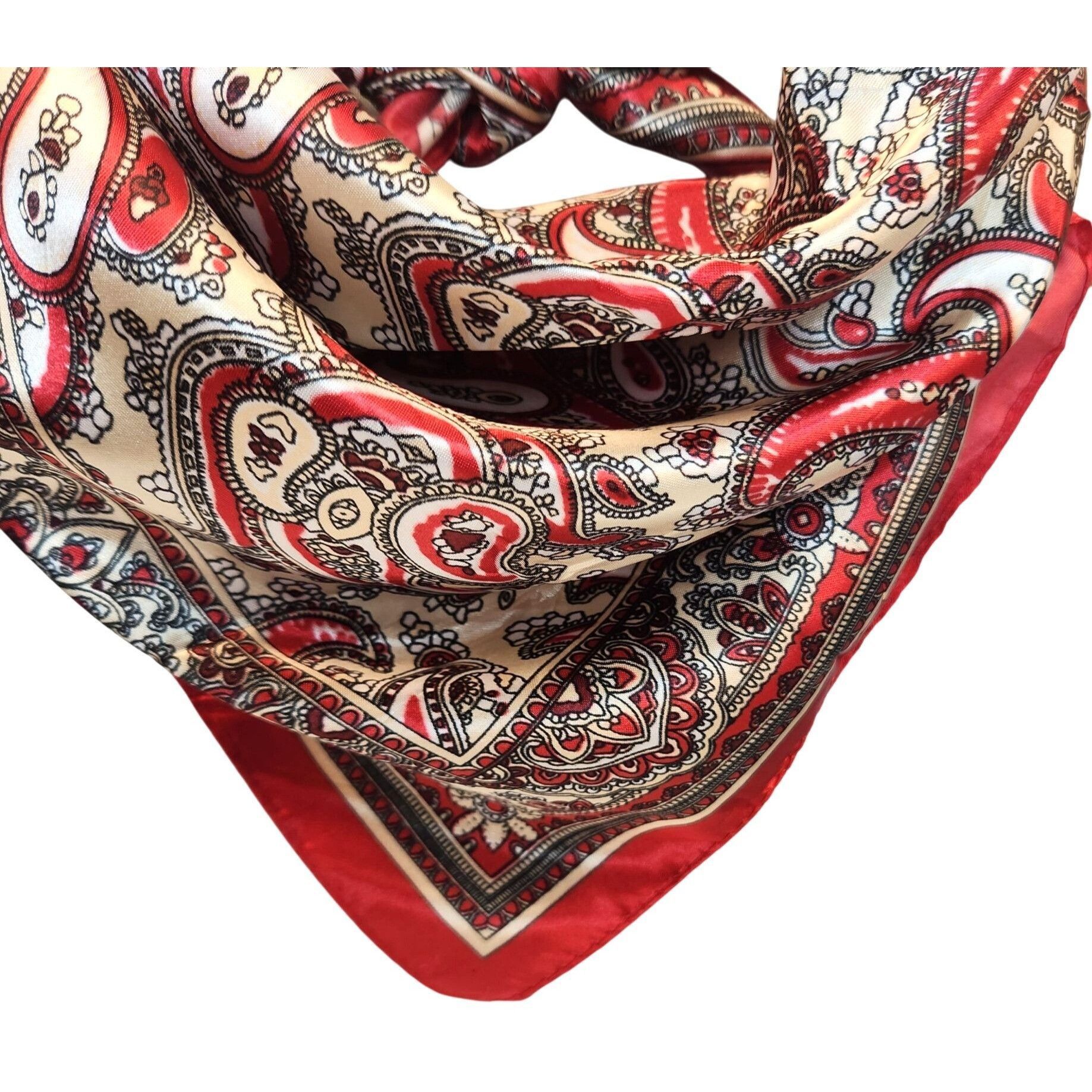 Other Red Black Paisley Silk Scarf Western Wild Rage Boho Chic Squ Size ONE SIZE - 2 Thumbnail