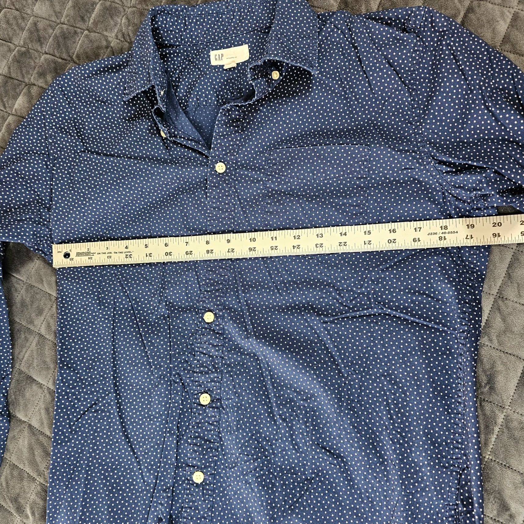 Gap Gap Button-Up Shirt Men M Navy Polka Dot Chest Pocket Long Sleeve Regular 100% Cotton Vintage No Size US M / EU 48-50 / 2 - 6 Thumbnail