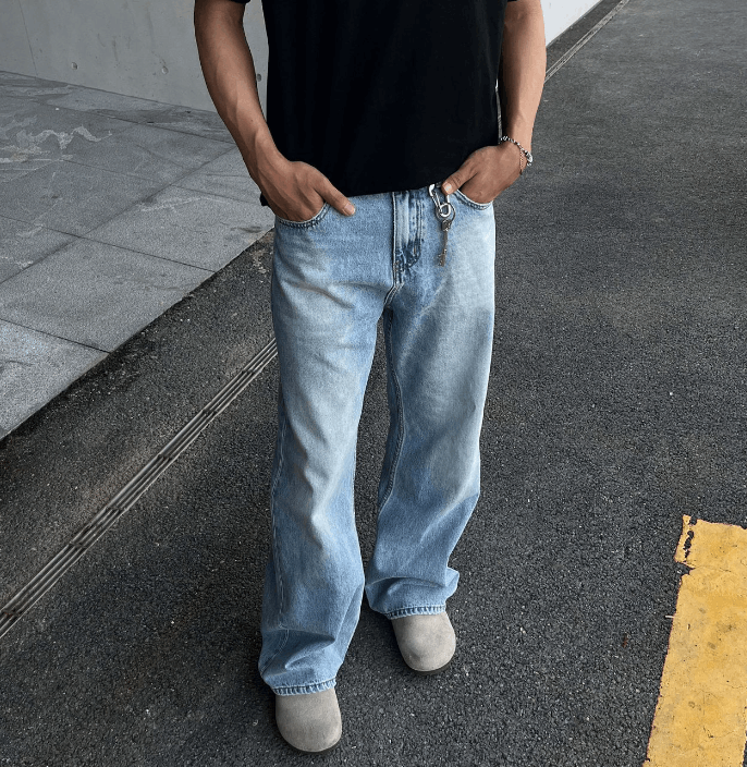 Japanese Brand × Jean Blue classic washed all-match open waist casual jeans Size US 32 / EU 48 - 2 Thumbnail