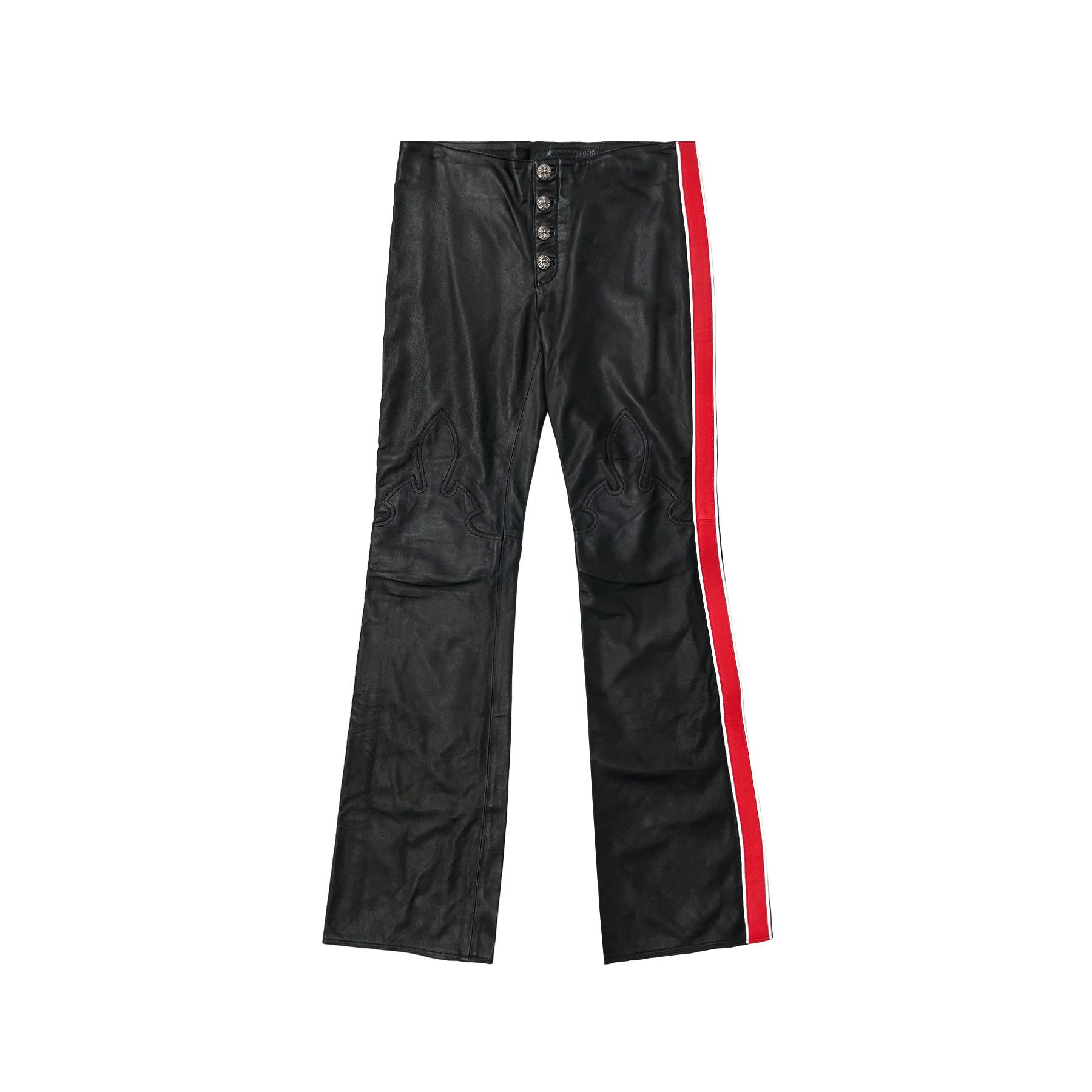 Chrome Hearts Chrome Hearts Flame Knee Red Stripe Leather Pants Size 28" / US 6 / IT 42 - 1 Thumbnail