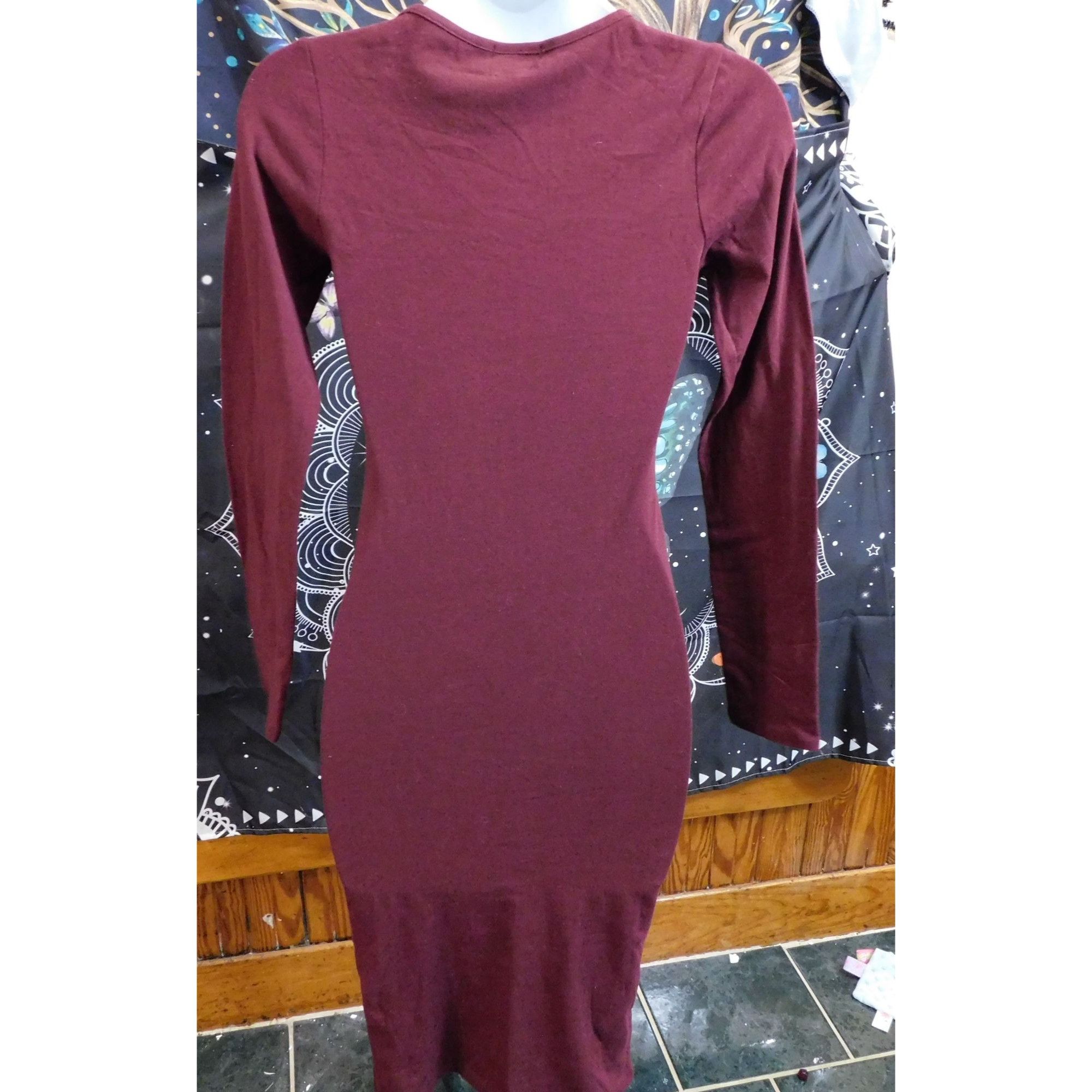 Other Bozzolo Burgundy Bodycon Dress With Strappy Neck Size S / US 4 / IT 40 - 3 Thumbnail