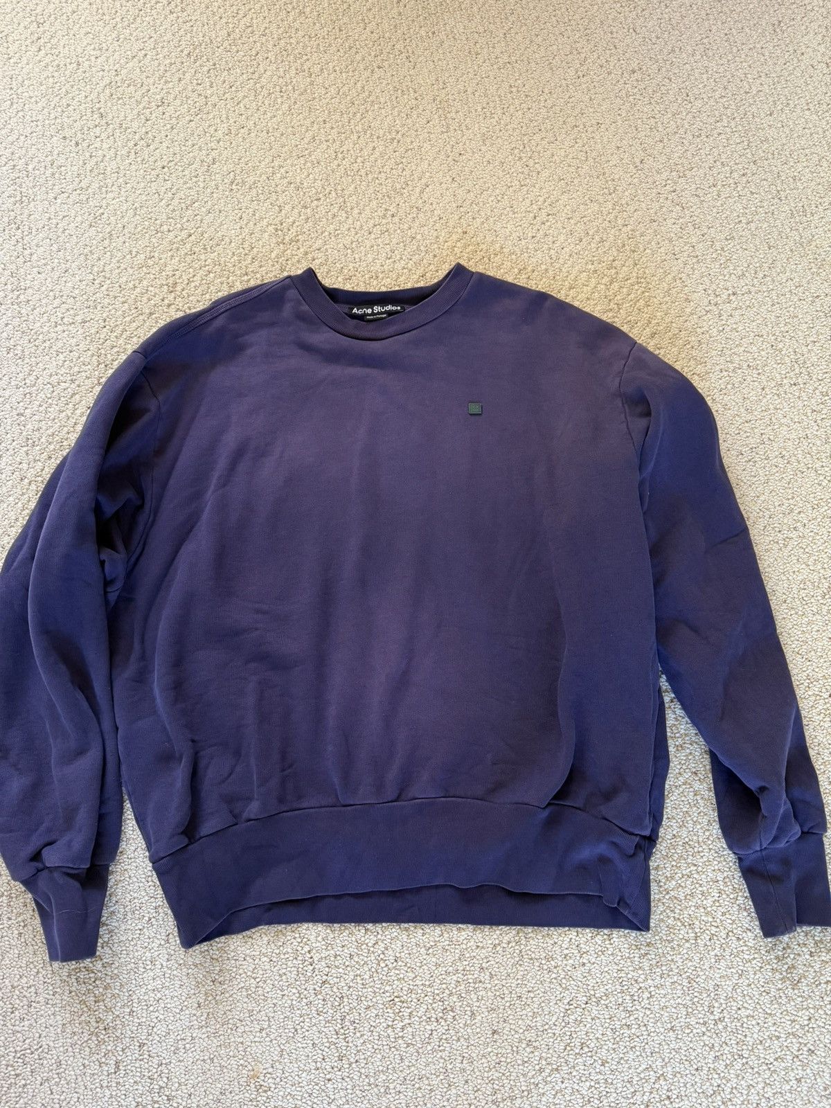 Acne Studios Acne Studios Purple Long Sleeve Logo Sweater Size US M / EU 48-50 / 2 - 1 Thumbnail