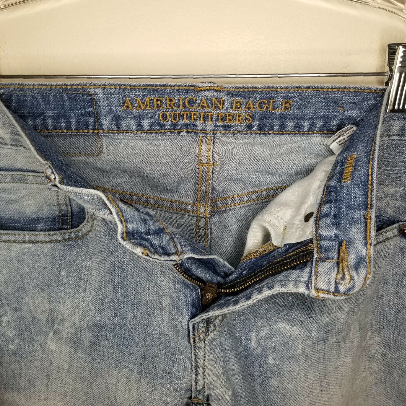 American Eagle Outfitters American Eagle Outfitters Jeans Women's Skinny Distressed Acid Wash Light Blue 28/30 Womens Size 28" / US 6 / IT 42 - 4 Thumbnail