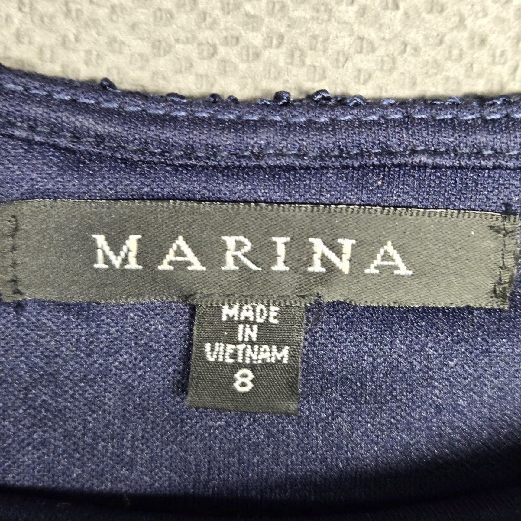 Vintage Marina Dress Womens 8 Navy Blue Lace Sequin Shift 3/4 Sleeve Party Cocktail Size M / US 6-8 / IT 42-44 - 4 Thumbnail