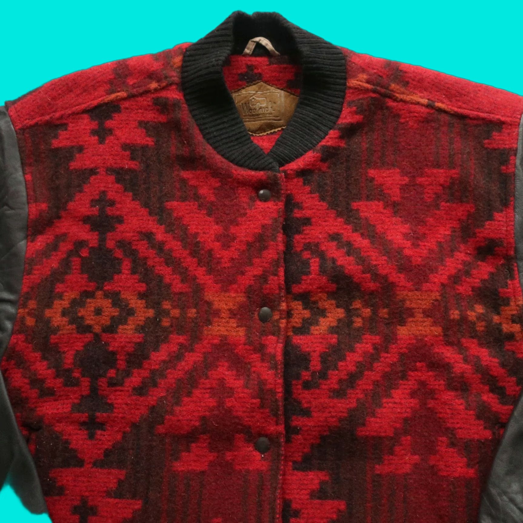 Vintage Vintage Woolrich Jacket Mens Large Wool Leather Red Vintage Woolrich Native Wool Leather Jacket Size L Made in USA Size US L / EU 52-54 / 3 - 1 Thumbnail