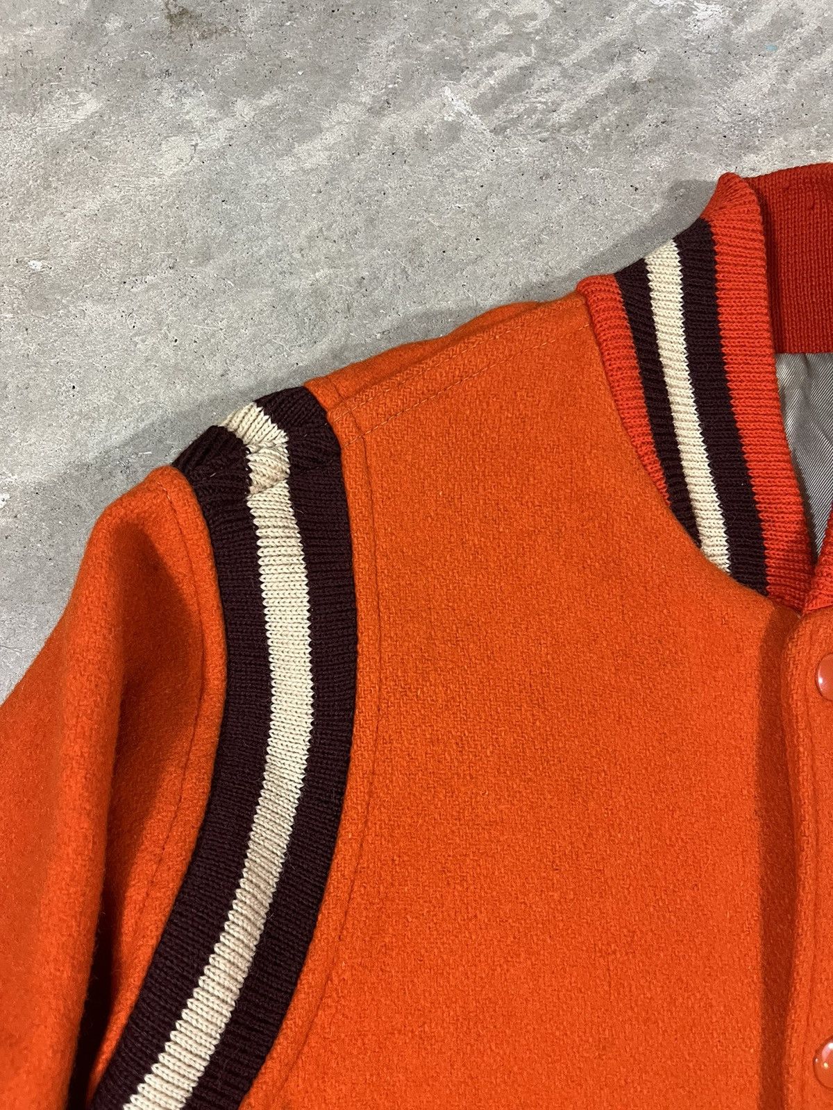 Vintage Vintage 50s Orange Wool Varsity Jacket Size US M / EU 48-50 / 2 - 3 Thumbnail