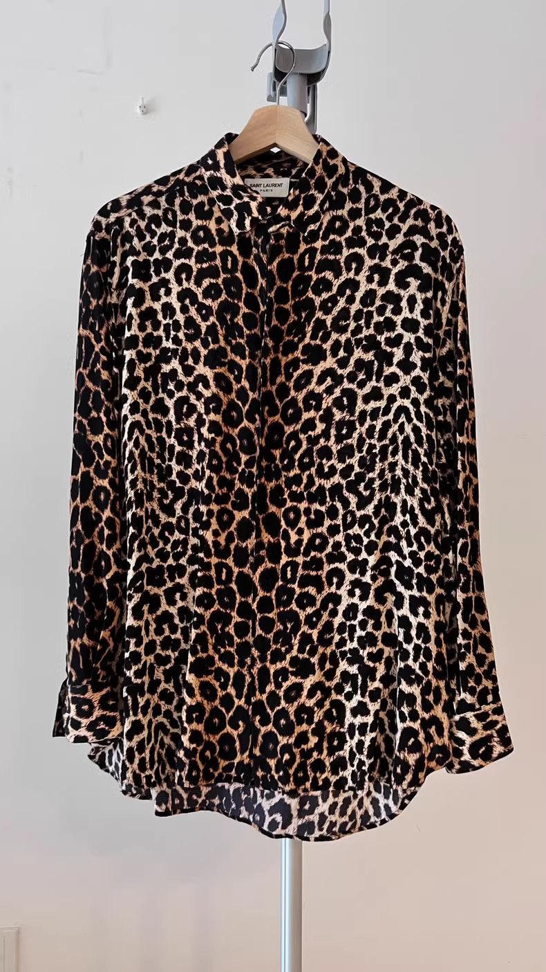 Saint Laurent Paris SLP-print shirt made of mulberry silk satin Size US M / EU 48-50 / 2 - 1 Thumbnail