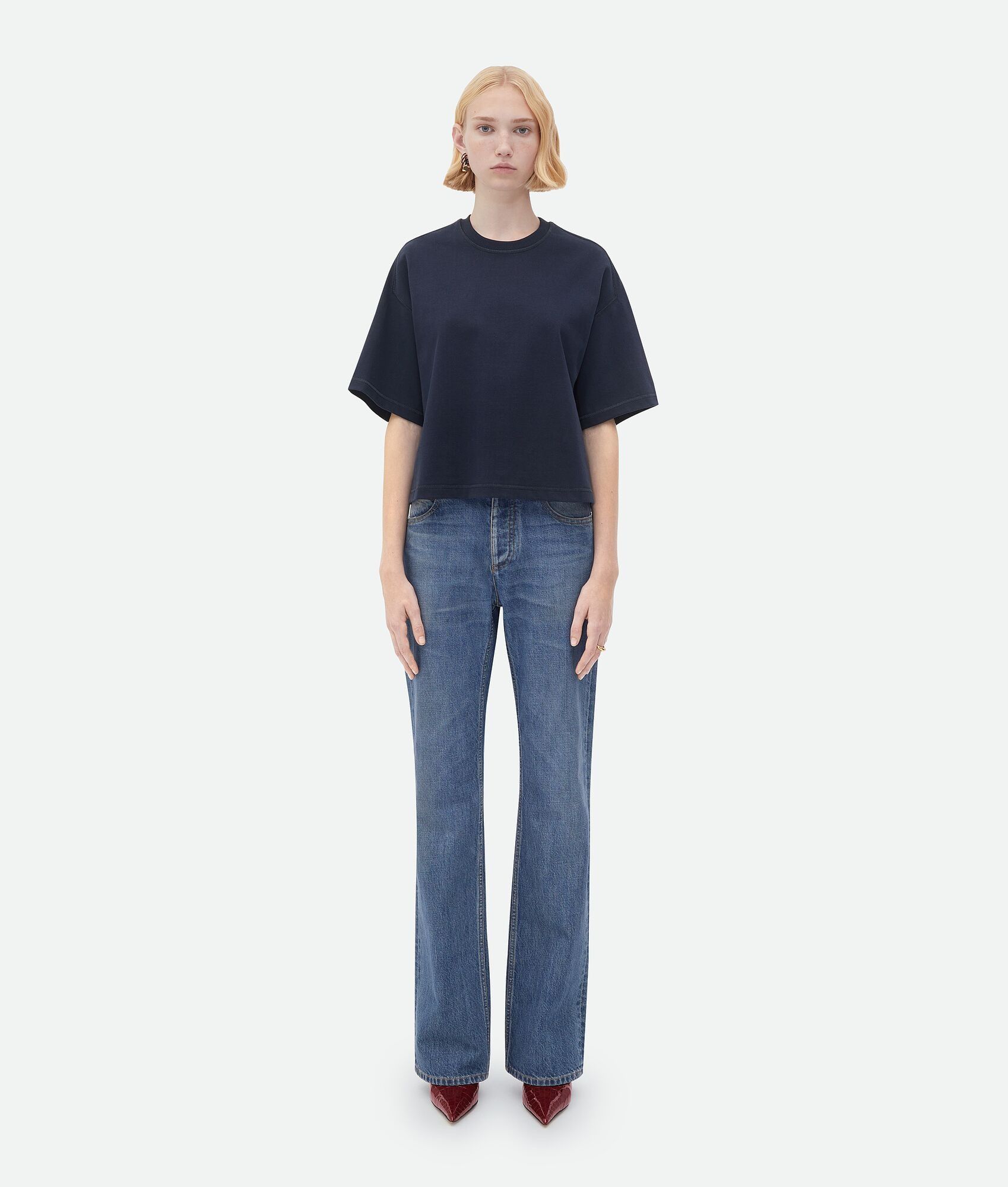 Bottega Veneta o1bcso1str0225 Heavy Jersey T-Shirt in Navy Size XS / US 0-2 / IT 36-38 - 1 Thumbnail