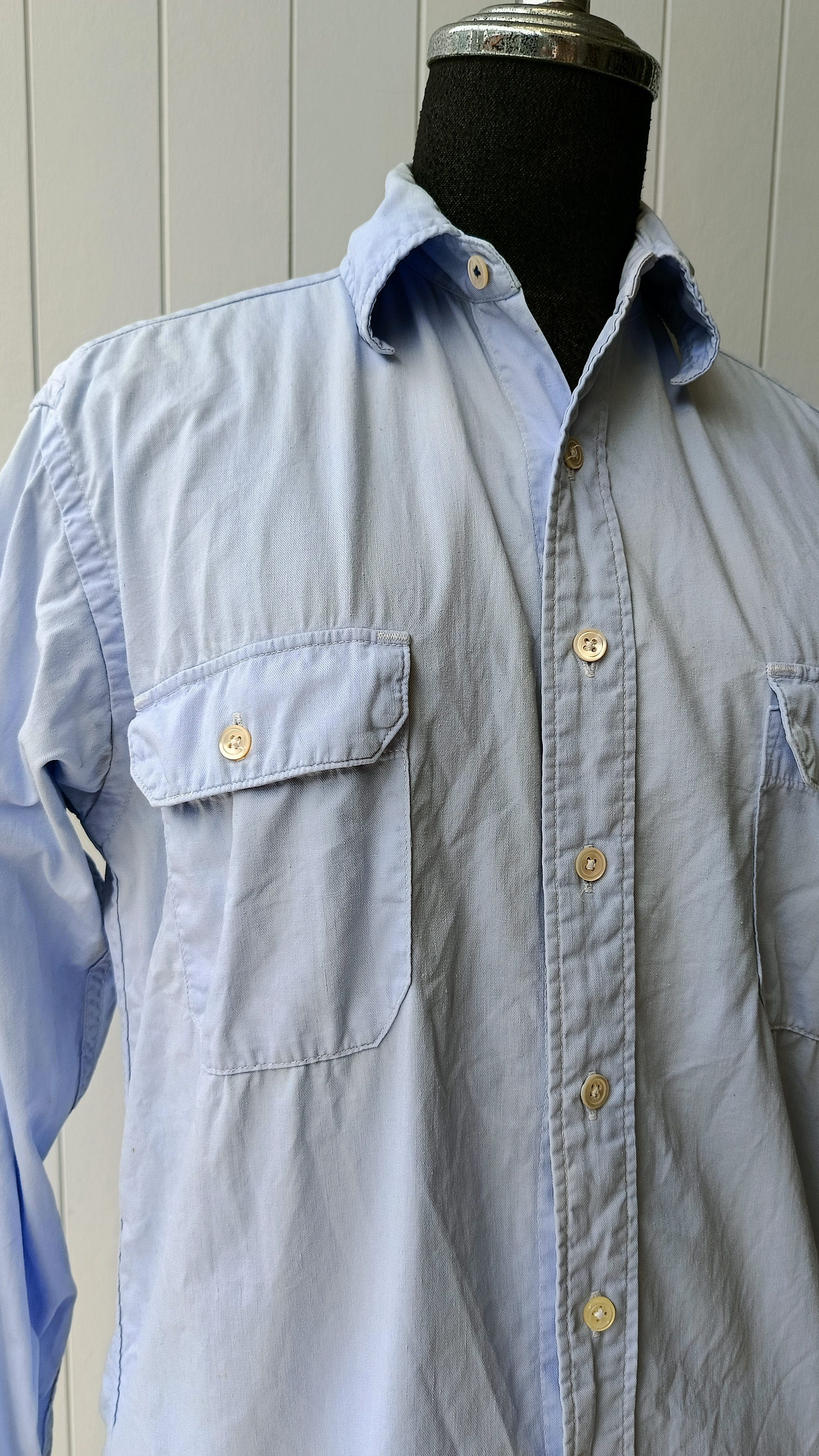 45rpm 45RPM NMD studio by R 90's solid blue stains shirt Size US S / EU 44-46 / 1 - 8 Thumbnail