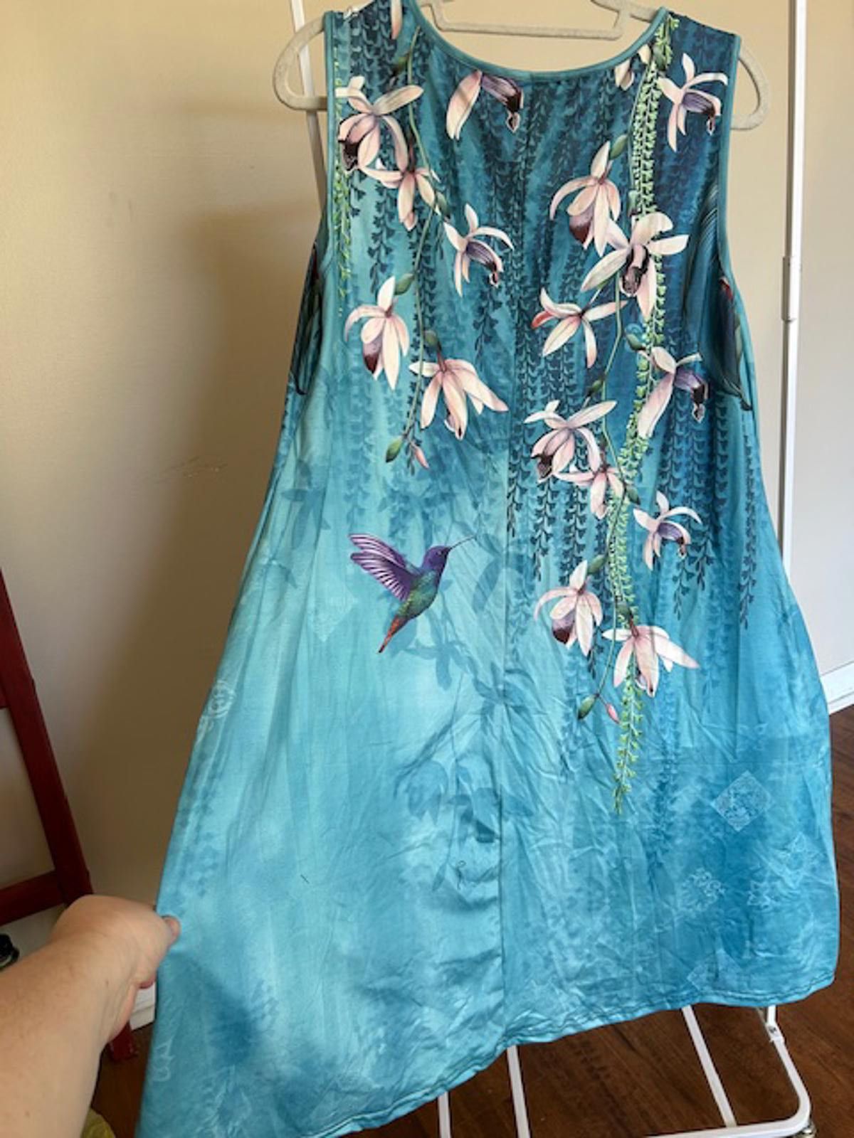 Other Blue Floral Hummingbird Sleeveless Dress Size 2XL Size XS / US 0-2 / IT 36-38 - 3 Thumbnail