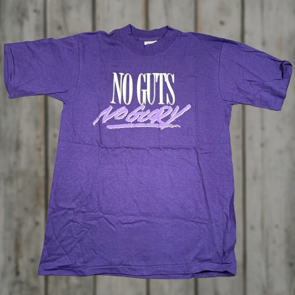 Vintage VINTAGE No Guts No Glory Shirt Mens Large Purple Raised Lettering Single Stitch 90s Size US L / EU 52-54 / 3 - 1 Thumbnail