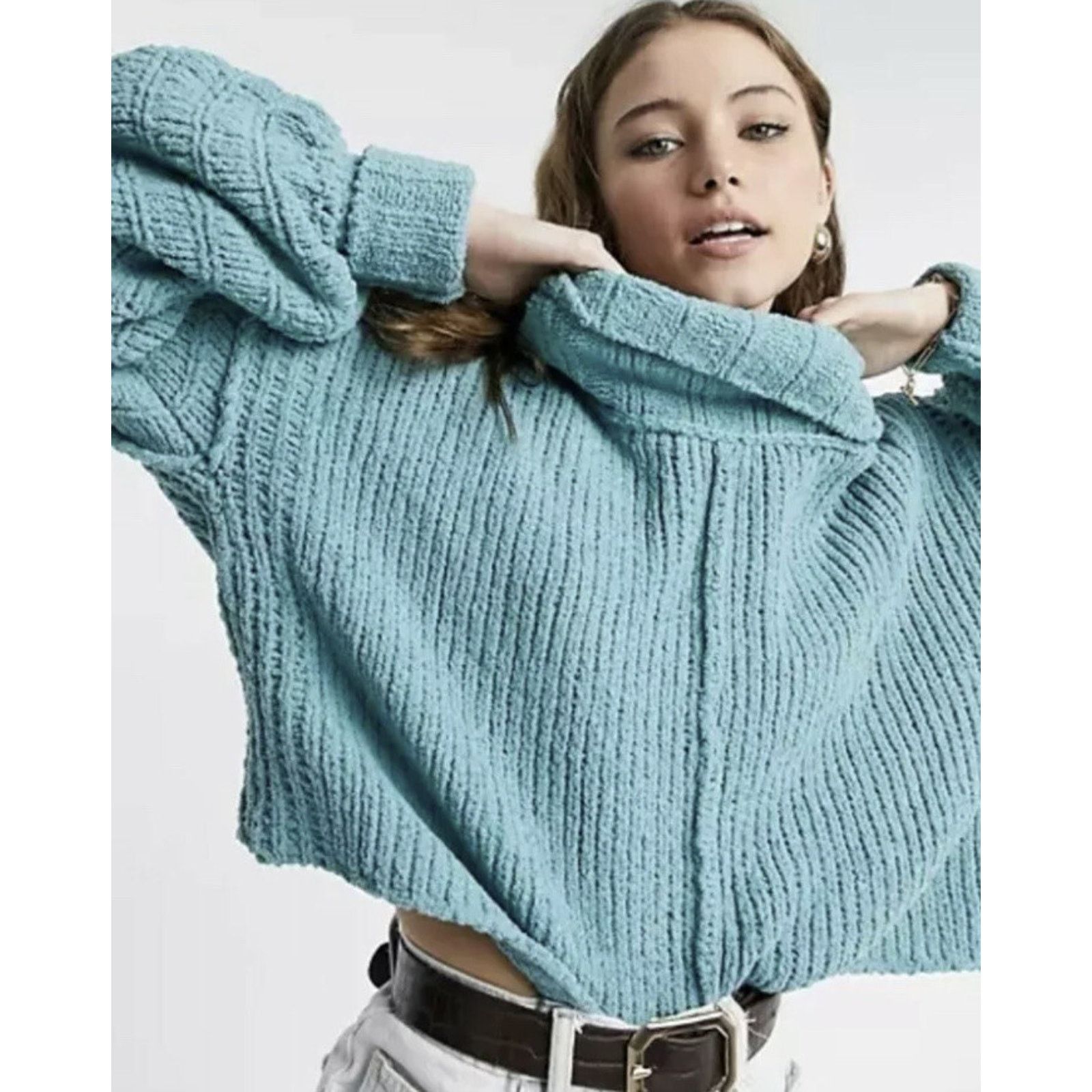 Free People New Free People Be Boxy Cropped Knit Sweater size S A001586 Size S / US 4 / IT 40 - 8 Thumbnail