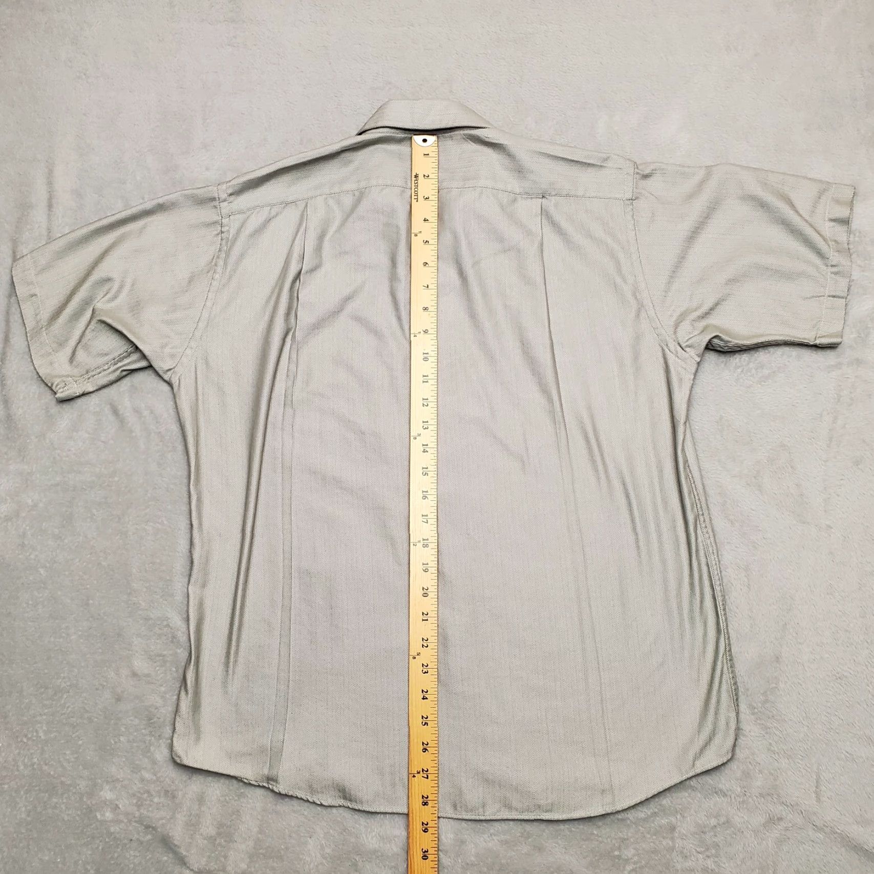 Vintage Essante Shirt Men Medium Beige 15.5 Herringbone Cotton Blend Casual Short Sleeve Button-Up Size US L / EU 52-54 / 3 - 6 Thumbnail