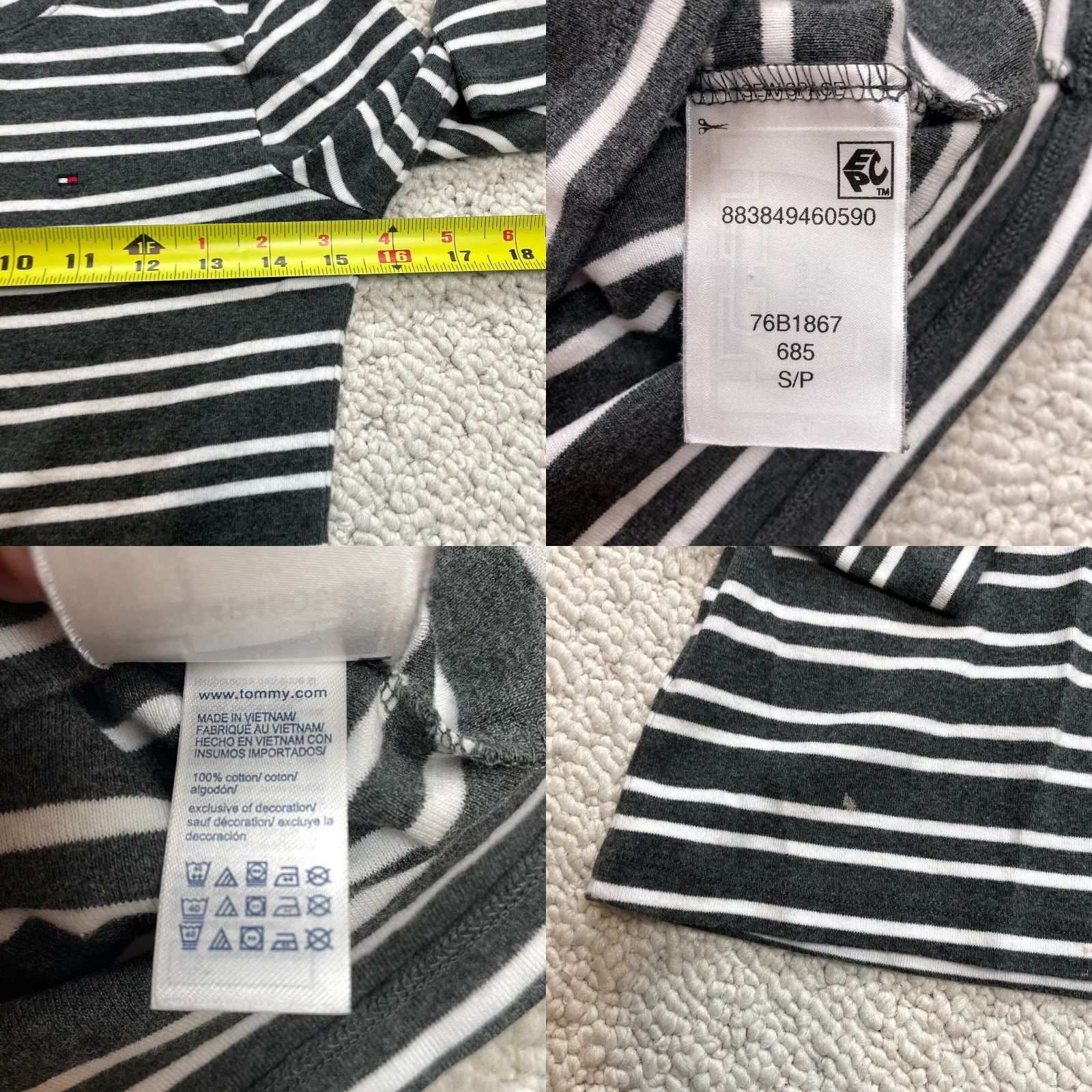 Tommy Hilfiger Tommy Hilfiger Shirt Womens S Gray White Striped Long Sleeve Casual Top Size S / US 4 / IT 40 - 8 Thumbnail