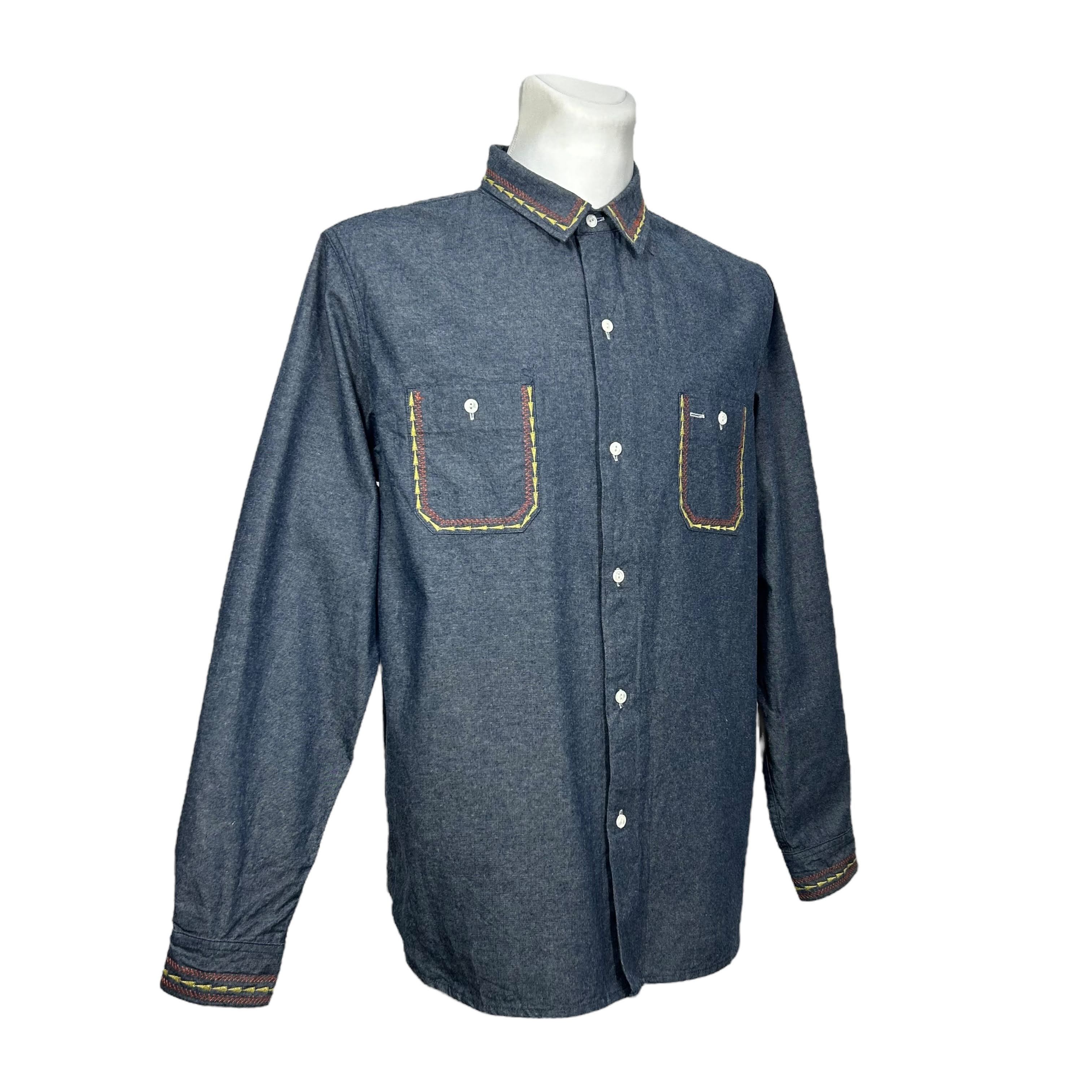 YMC YMC London Blue Chambray Embroidered T-shirt L Size US L / EU 52-54 / 3 - 1 Thumbnail