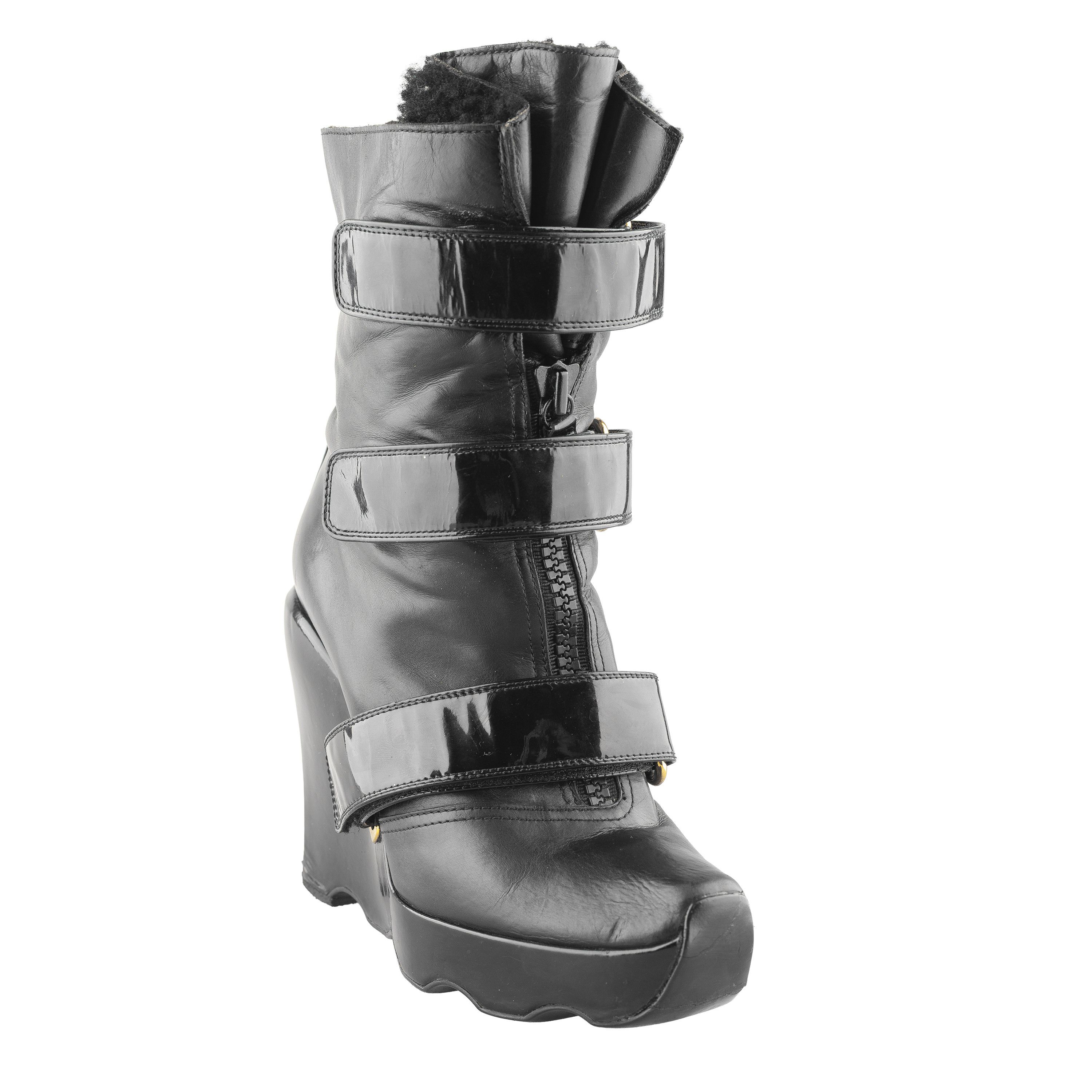 Louis Vuitton Louis Vuitton 2006 Ready-to-Wear Black Leather Wedge Boots Size US 6 / IT 36 - 5 Thumbnail
