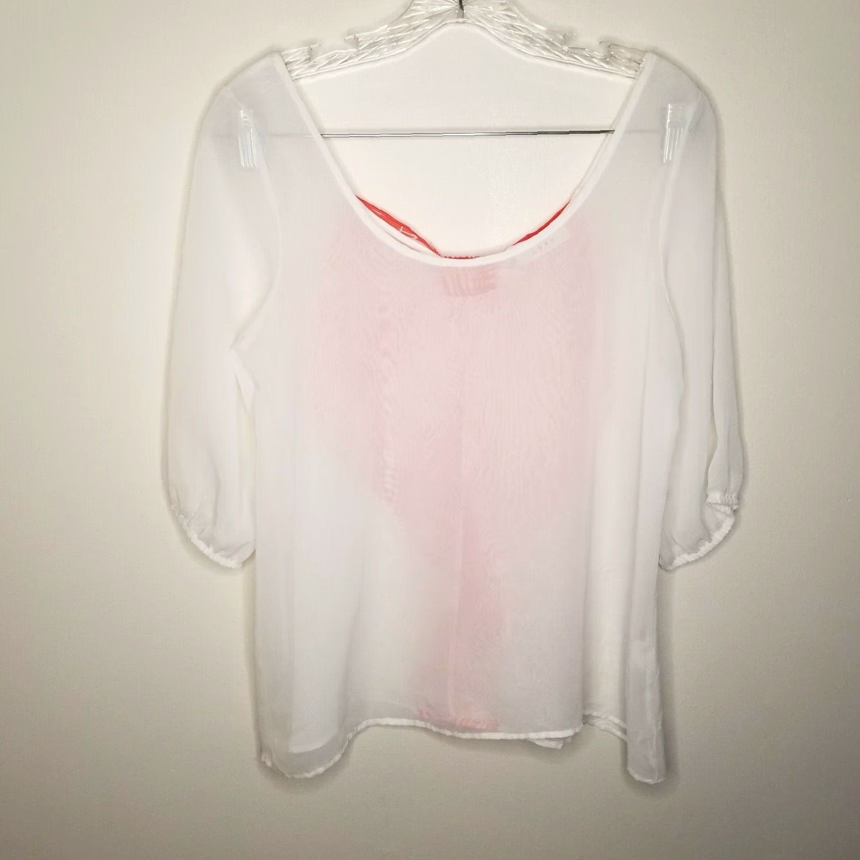 Vintage Luxe Women's White Sheer Short Sleeve Blouse M Size M / US 6-8 / IT 42-44 - 1 Thumbnail