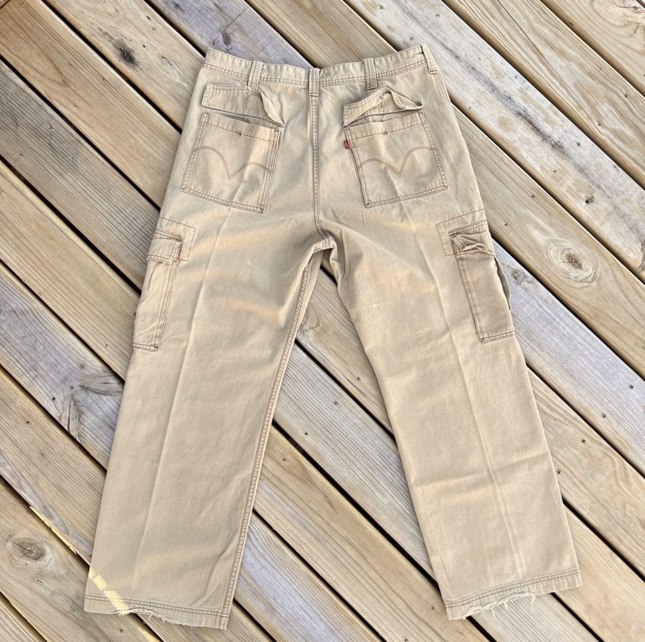 Levi's × Vintage Vintage Y2K Levi’s Baggy Cargo Khaki Pants Size US 38 / EU 54 - 2 Thumbnail
