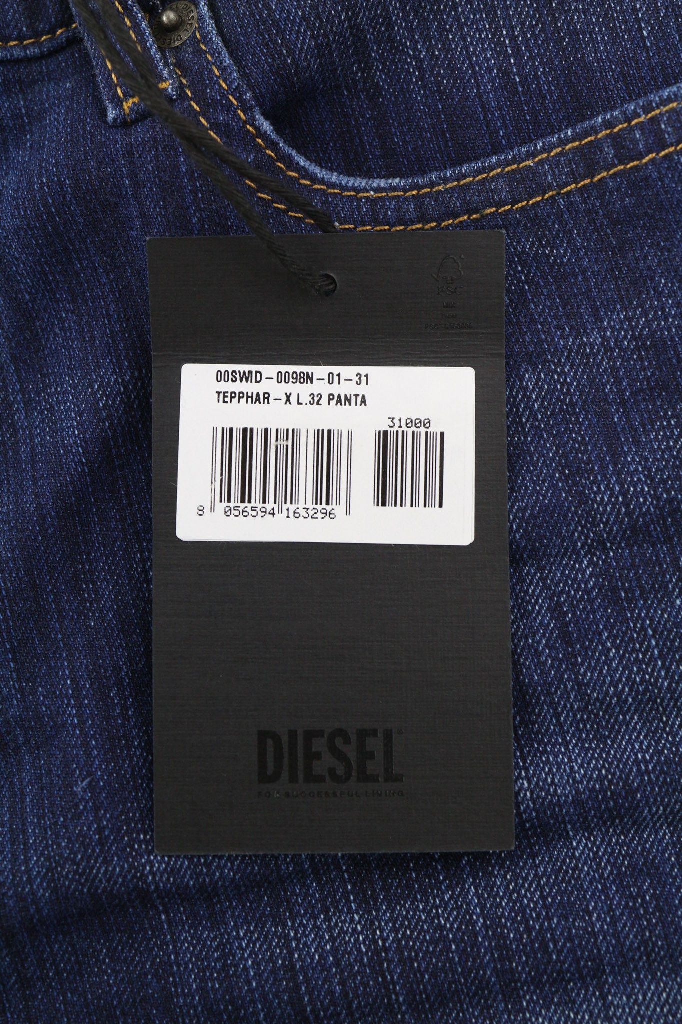 Diesel TEPPHAR 0098N W31/L32 Slim Ripped Blue Jeans 40195 Size US 31 - 8 Thumbnail