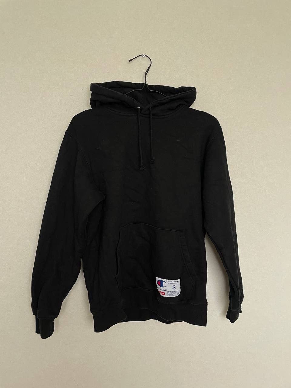 image of Hoodie Supreme X Champion in Black, Men's (Size Small)
